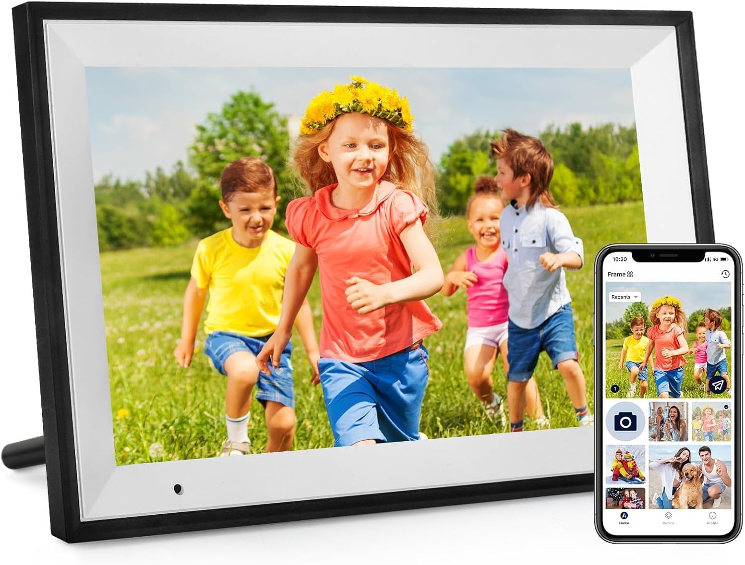 Digital Picture Frame 10.1 Inch Digital Photo Frame 32GB Storage, WiFi Picture Frame with1280x800 IPS Touch Screen, Auto-Rotate Photo Frame Share Your Photos and Videos via AiMOR App, Black