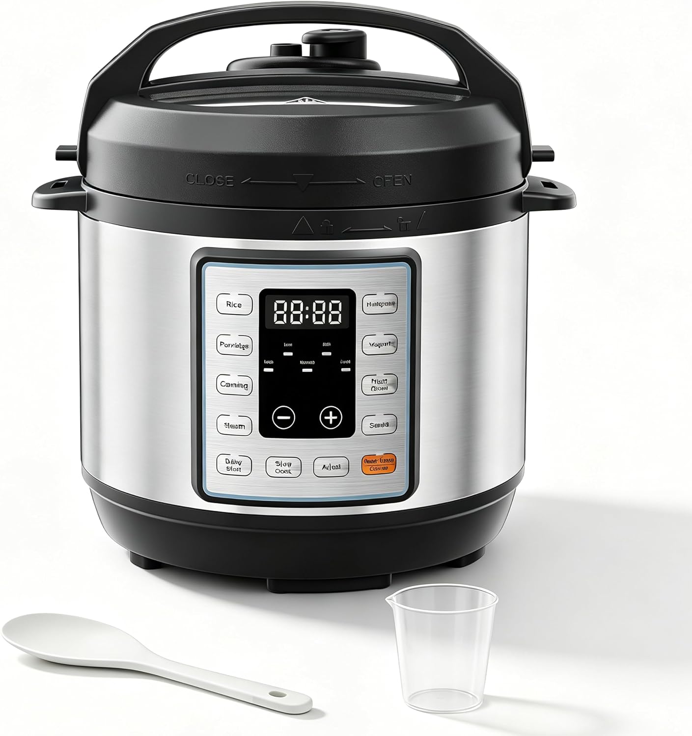 Simple Deluxe 10-In-1 Electric Pressure Cooker, 3QT Instant Multi Cooker, Olla de Presion Nonstick Pot 3 Quarts for Slow Cook, Rice Cook, Steam, Sauté, Canning, Yogurt Maker, Warm, Silver