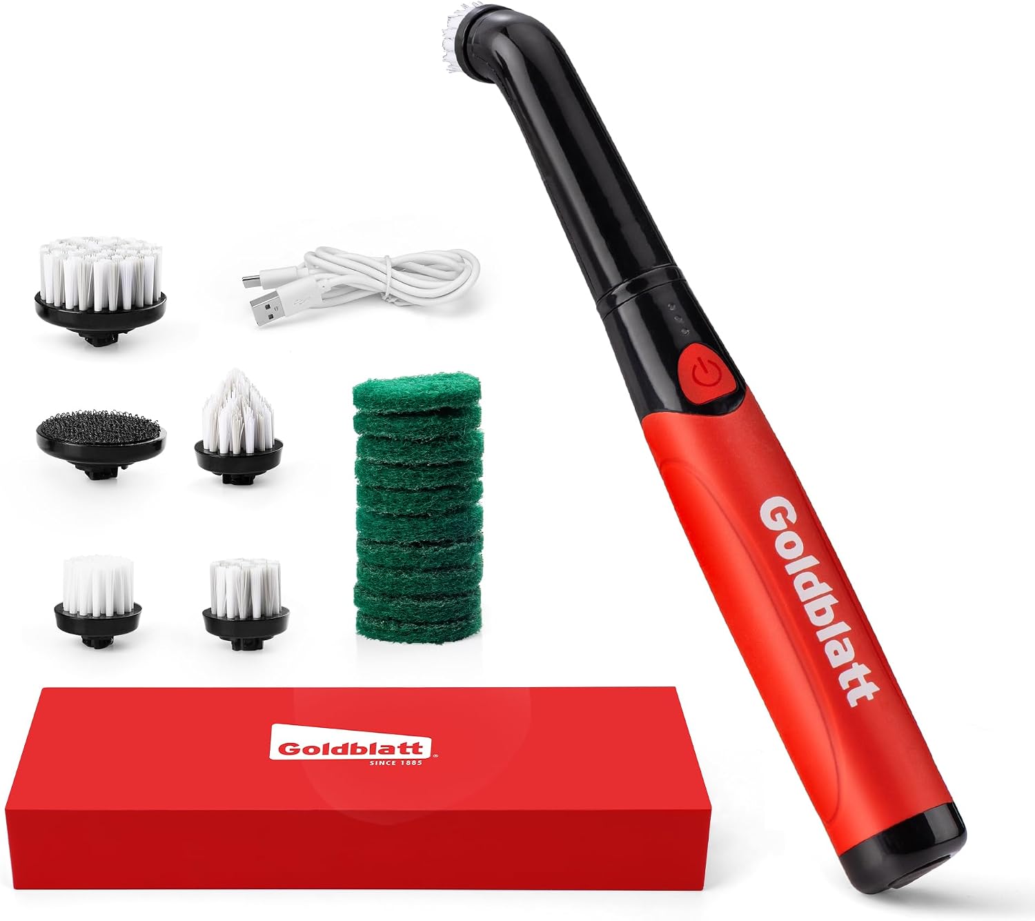 Goldblatt 18-Piece Cordless Electric Spin Scrubber, Waterproof | 18 cleaning accessories, multiple brush heads, hard-to-reach area cleaning, cordless convenience