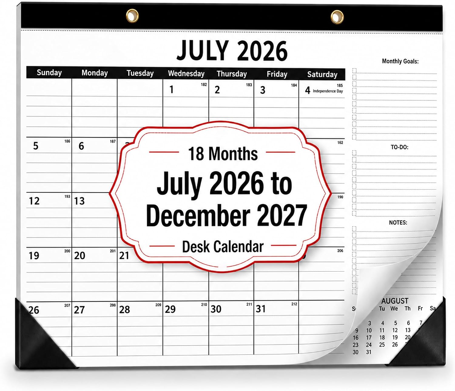 Desk Calendar 2026-2027 – 18 Month Family Monthly Planner (July 2026 – Dec 2027), 17″ x 12″ Large Calendar with Thick 120 GSM Paper, Waterproof PP Film Protector for Home Organization & Kitchen