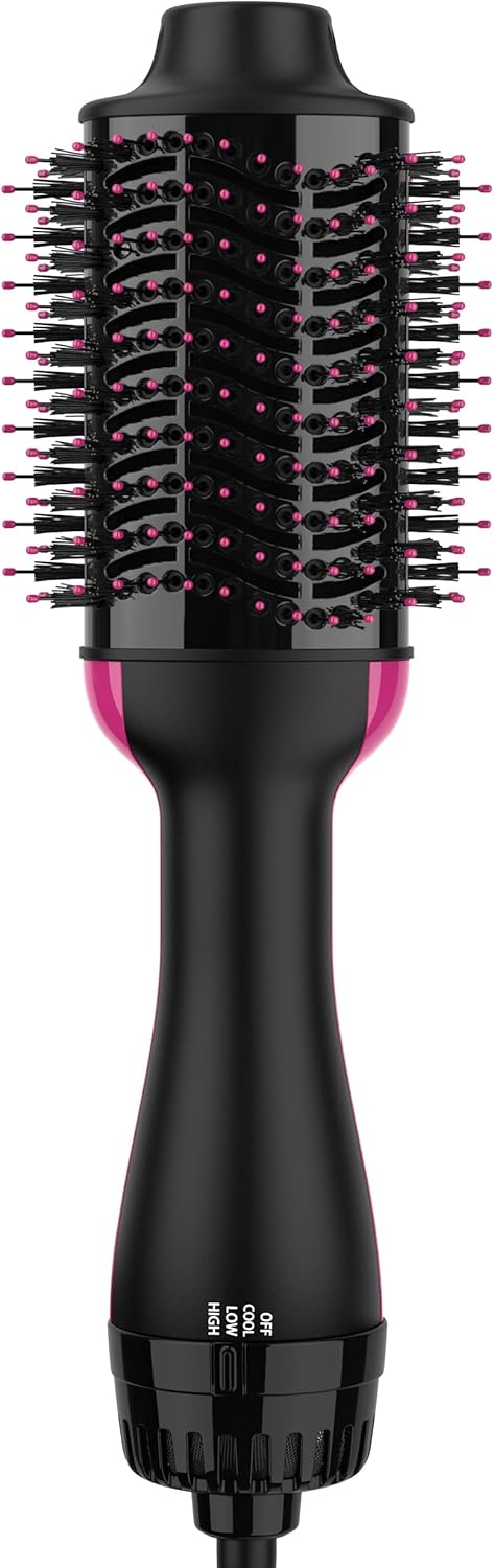 Hair Dryer Brush Blow Dryer Brush in One, Upgraded 4 in 1 Hair Dryer and Styler Volumizer with Negative Ion Anti-frizz Ceramic Titanium Barrel Hot Air Hair Straightener Brush