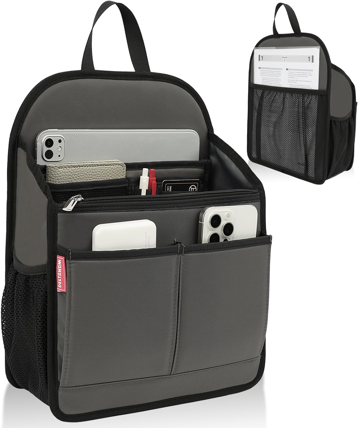 Large Premium Wider Rugged Backpack Organizer Insert for Men Women Work Travel -19 Pockets, Padded Nylon-Gray
