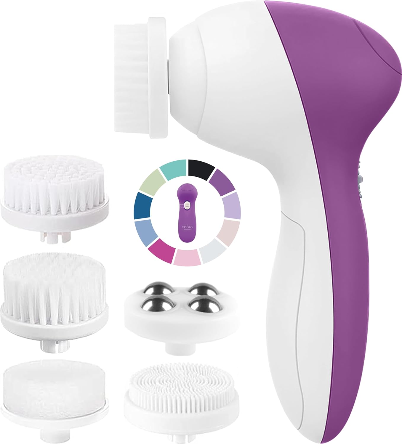 VISOFO Facial Cleansing Brush, Face Scrubber, Exfoliating, Cleaning, Amethyst