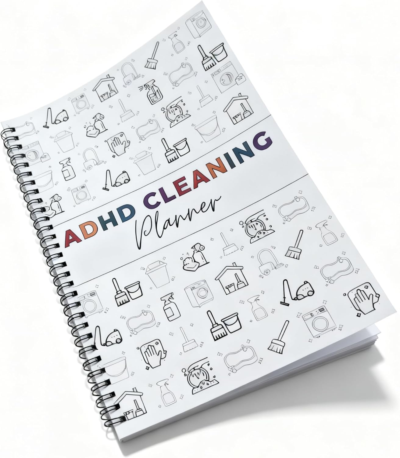ADHD Cleaning Planner and Organizer, Spiral-Bound Home Management System with Daily, Weekly, Monthly Schedules, Chore Charts, Zone Cleaning Tasks, Laundry Checklist for Adults and Families