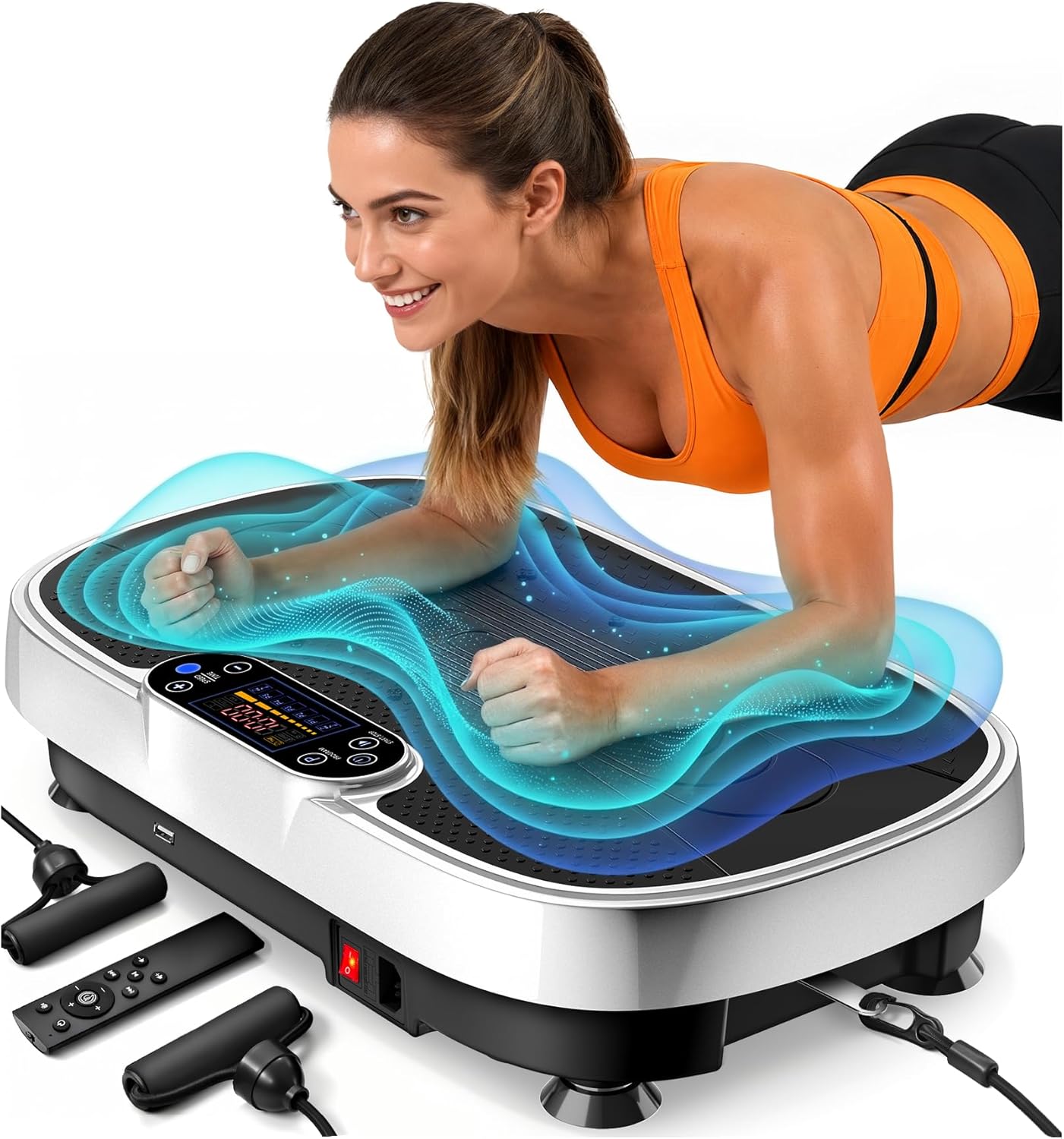 Renoj Vibration Plate Exercise Machine, 3D Whole Body Vibration Platform for Lymphatic Drainage and Muscle Recovery, 455-lb Capacity Fitness Machine with Bluetooth Speaker and LED Display for Home Gym