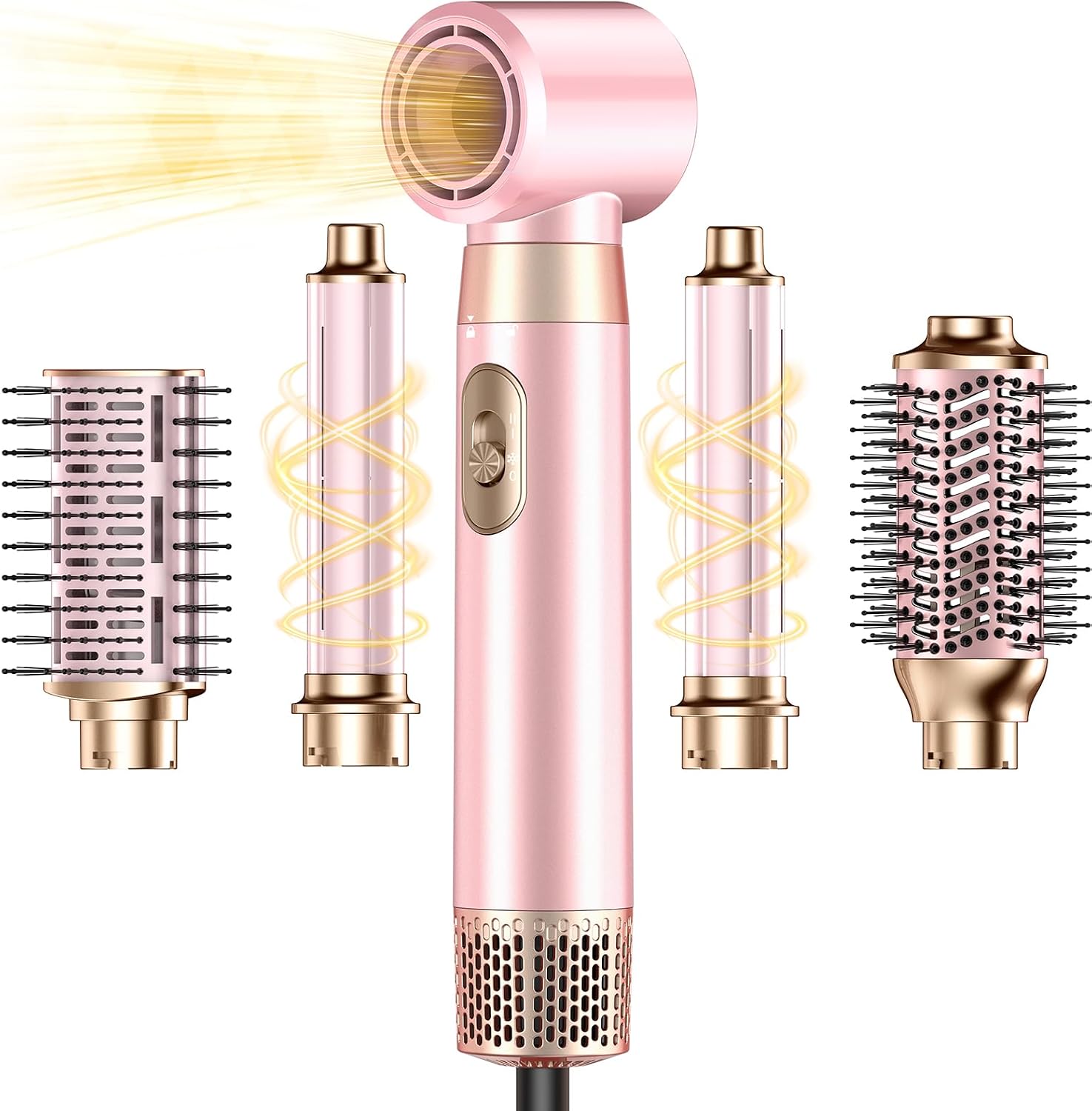 5-in-1 Hair Dryer Brush, Detachable Multi Hot Air Styler for All Occasions | Upgrade Hair Dryer & Blow Dryer Brush & Air Curling Wrap & Paddle Brush, Hot Air Styling Tools Volumizer Straightener Curler