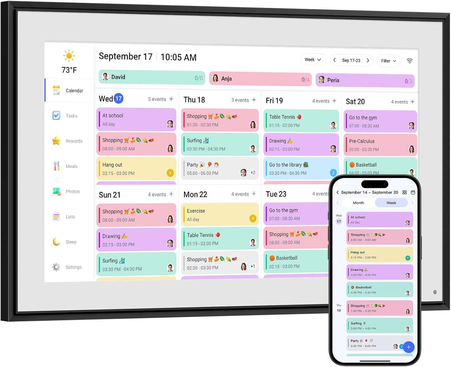 Smart Digital Calendar, 10.1″ HD Smart Touch Screen Home Interactive Electronic Calendar WiFi Planner,Meal Schedule, Duty Chart,Achievement Rewards- Built-in Digital Photo Frame Function