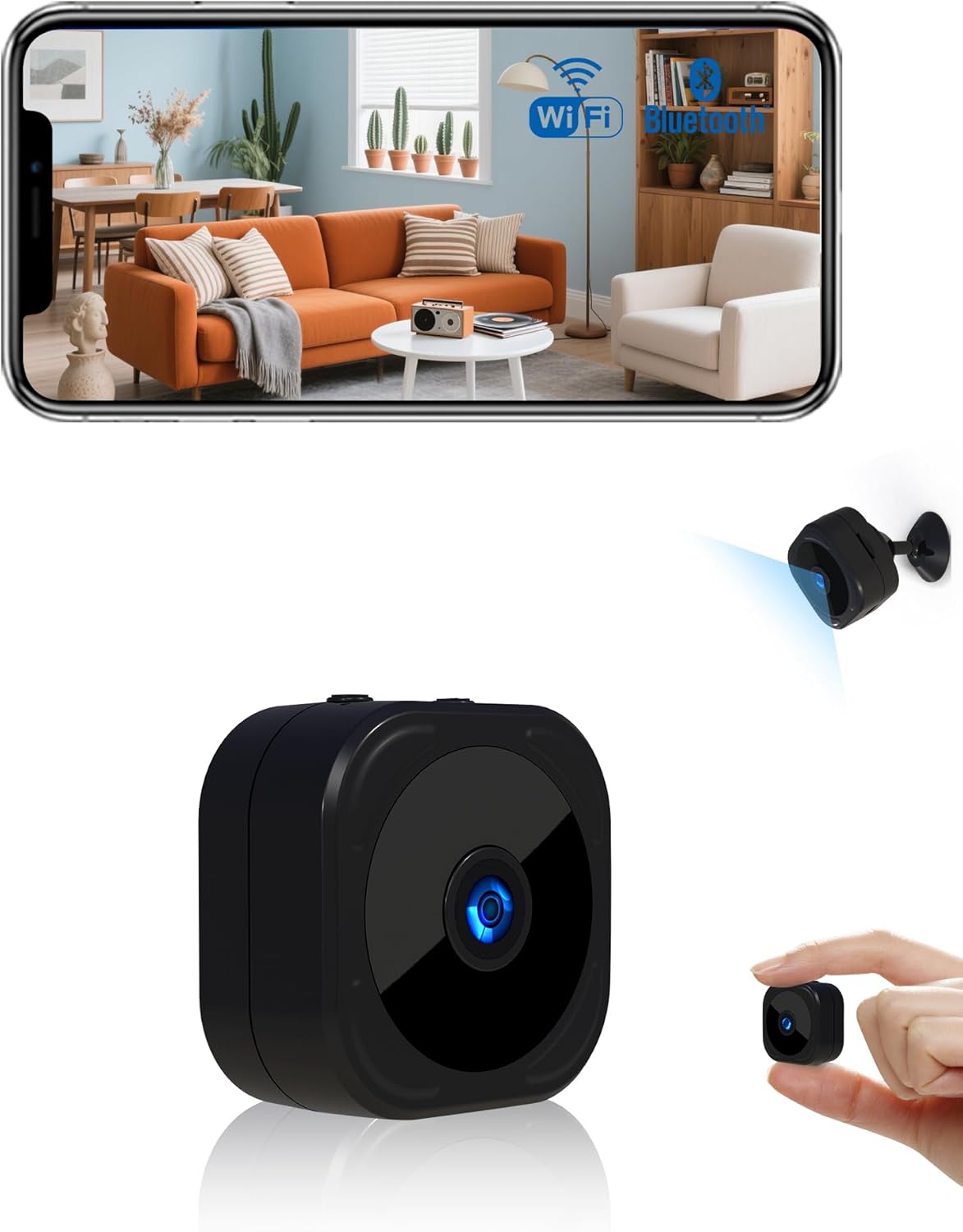 AOBOCAM 1080P HD Mini Camera for Indoor Security with App Control Motion Detection & Night Vision Wireless WiFi Rechargeable Pet Camera for Home/Office 24/7 Cycle Save | Motion Detection, Bluetooth App Control, 24/7 Cycle Recording, Indoor Cam for Home, Office, Pet & Baby Monitor