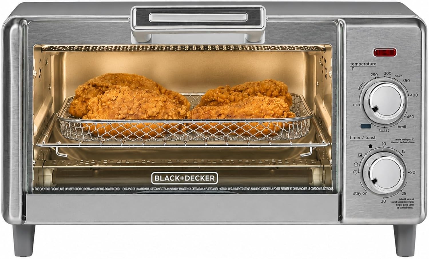 BLACK+DECKER 4-Slice Air Fry Toaster Oven, 5-in-1 Countertop Oven | Air fry, bake, broil, toast and keep warm with EvenToast technology and room for a 9-inch pizza.