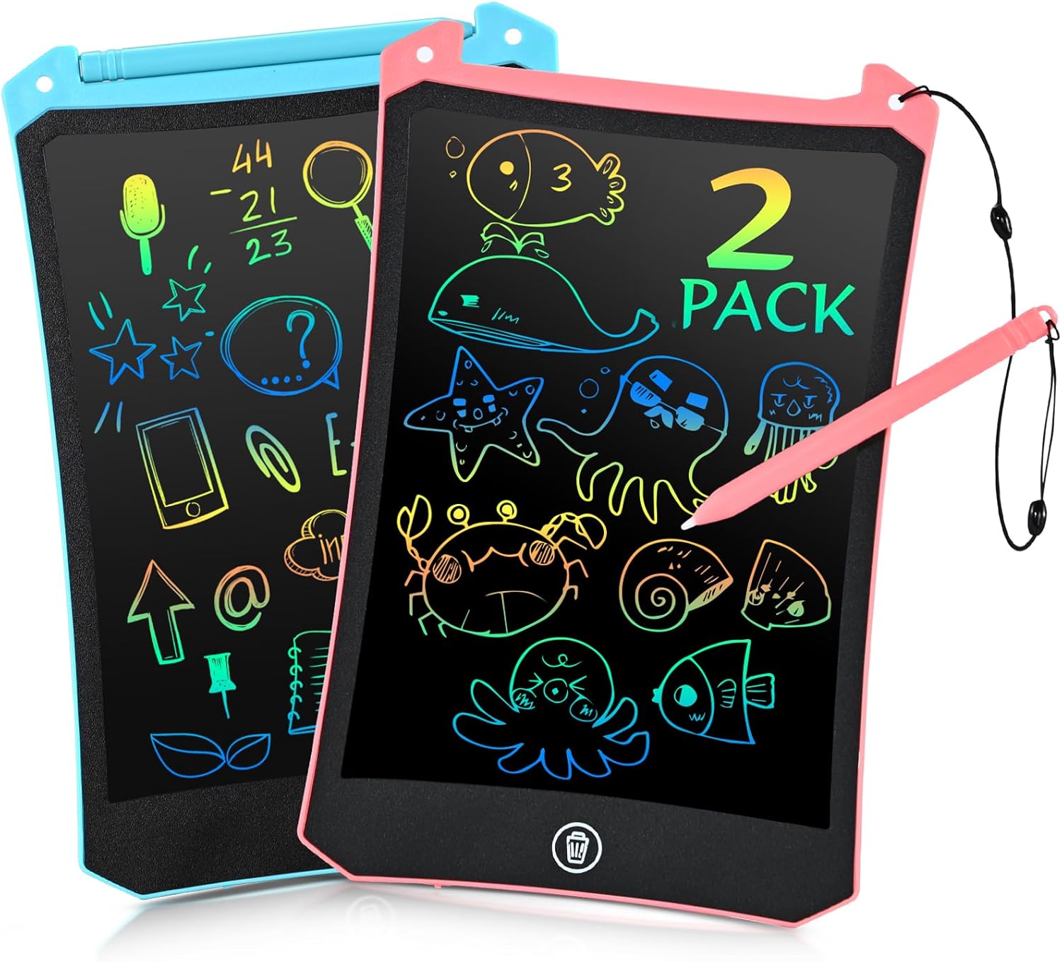 EooCoo Toddler Toys, LCD Writing Tablet for Kids 2 Pack, Toddler Travel Essentials Drawing Pad, Mess Free Coloring Books, Preschool Classroom Must Haves, Age 3-5 Girls Boys Gifts – 8.5 Inch