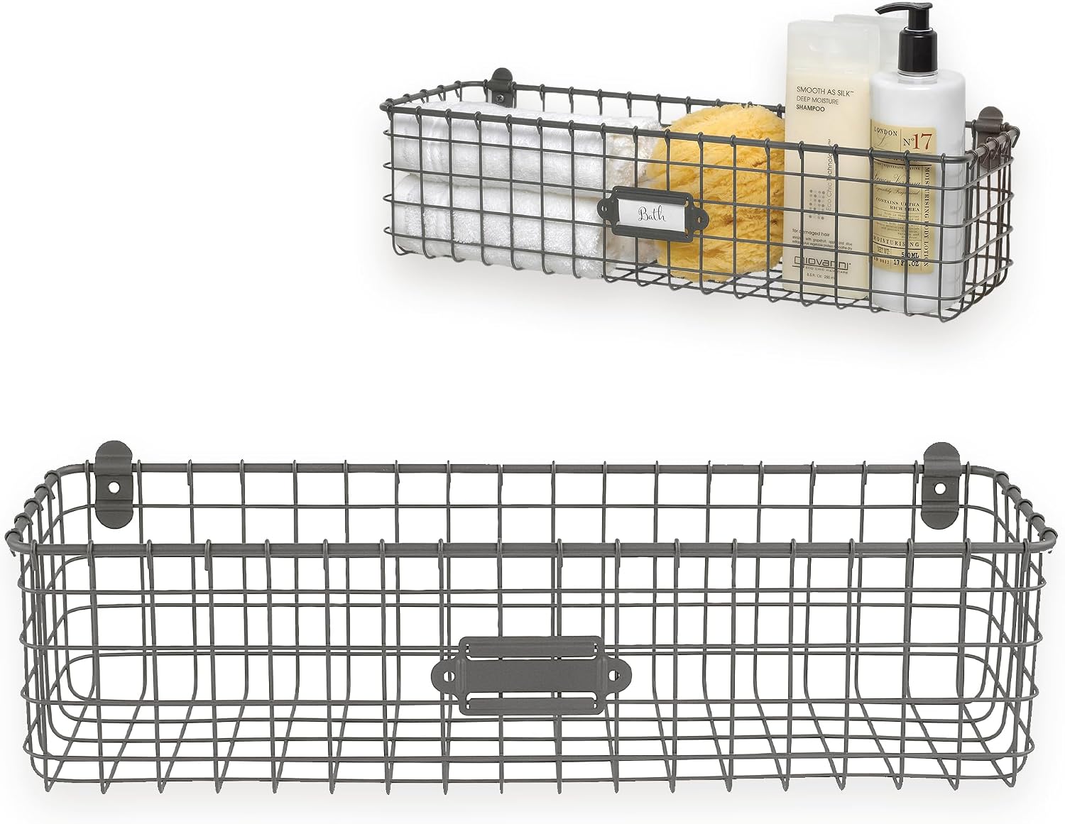 Spectrum Vintage Wall Mount Storage Basket, Industrial Gray