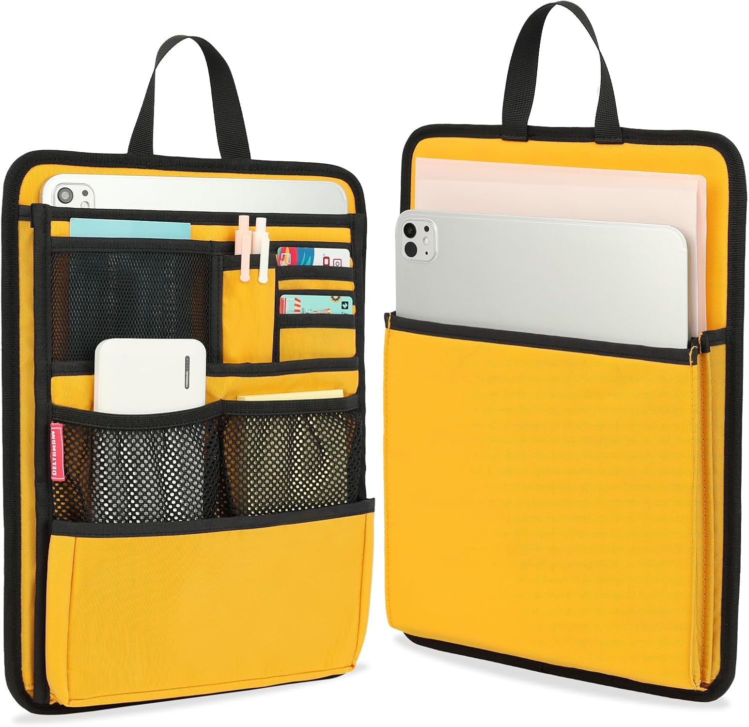 Slim Rugged Backpack Organizer Insert for Business Casual Men Women -13 Pockets,Padded Nylon,Max 14” laptop- Yellow