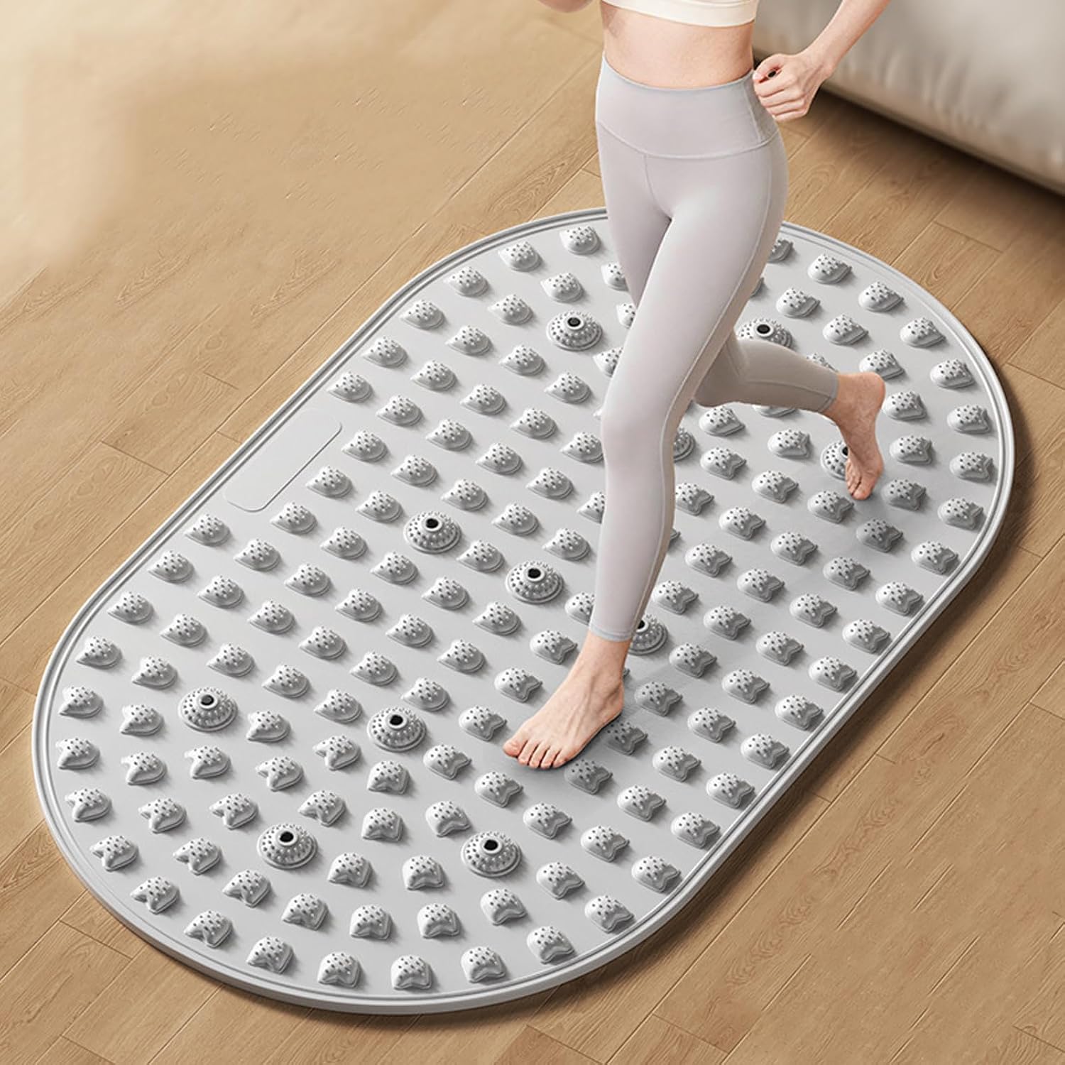 Silicone Reflexology Foot Massage Mat with Magnetic Therapy, Acupressure Meridian Stimulation Pad, Soft Gel TPE Material, 29.6×17.7 Inches, Gray