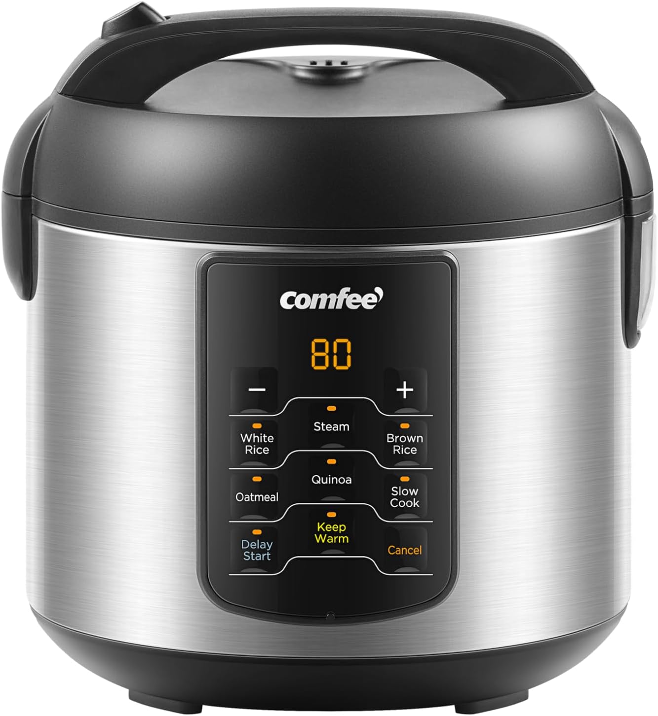 COMFEE’ Rice Cooker with 6 Functions, 4-Cups Uncooked Rice | multi cooker, slow cook, steam, saute, warm, 6 one-touch programs for brown rice, quinoa and oatmeal