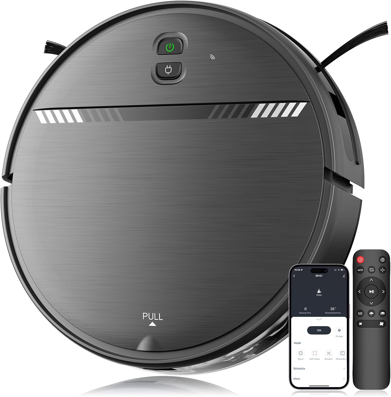 MANVN Robot Vacuum and Mop Combo for Pet Hair, Robotic Vacuum for Hard Floors and Carpets, 2.87” Ultra-Slim, with 3D Obstacle Avoidance, Wi-Fi/App/Voice Controlled, Self-Charging