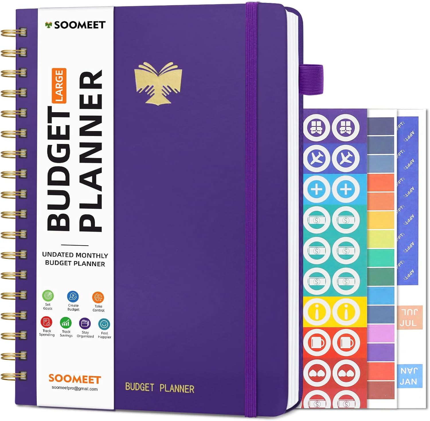 Budget Planner – 7″ x 10″ Monthly Bill Organizer with Pockets, Undated Finance Planner with Expense Tracker Notebook, Budgeting Journal and Budget Book to Take Control of Your Money – Purple