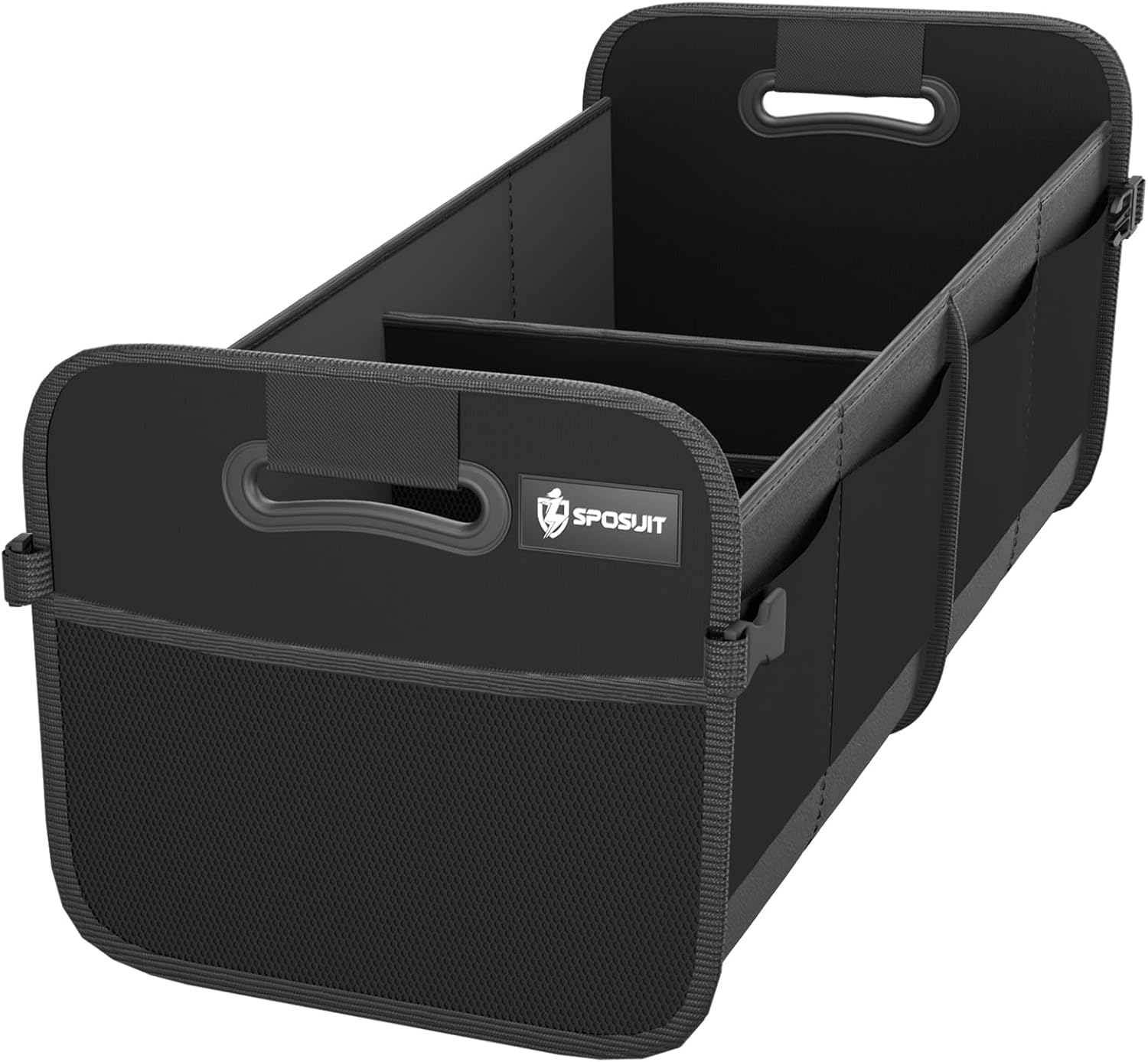 Sposuit Trunk Organizer for Car – 70L Collapsible Sturdy Car Storage, Black | 11 Pockets & Reinforced Handles, Large Capacity, SUV Trunk Organizers for Grocery Cargo, Non-Slip Bottom
