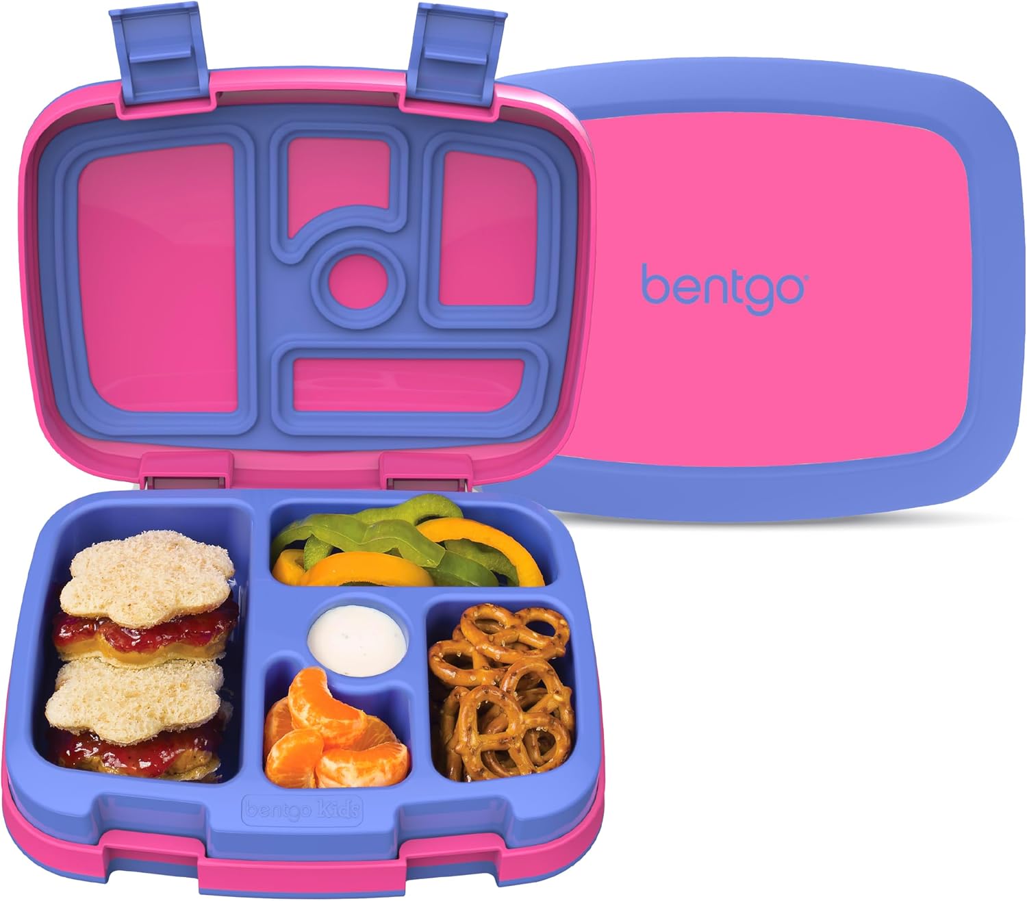 Bentgo Kids Bento-Style 5-Compartment Leak-Proof Lunch Box – Just-Right Portions for Ages 3 to 7, Durable, Drop-Proof, Dishwasher Safe, PFAS & BPA-Free & Made with Food-Safe Materials (Fuchsia)