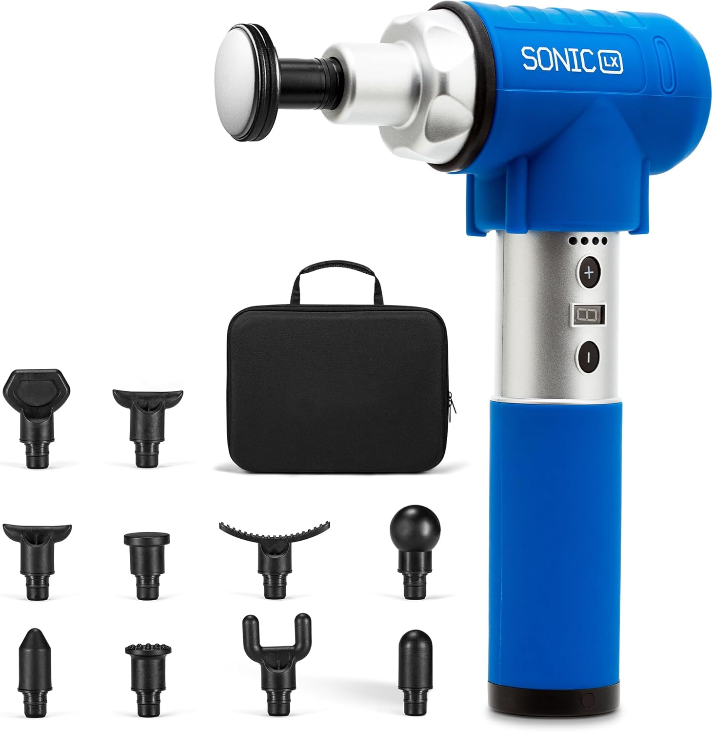 LifePro Sonic LX Athletic Heated Massage Gun – Deep Tissue Portable Massager for Muscle Recovery – 9 Speed & 10 Heads Massage Gun – Rechargeable Percussion Massager for Athletes & Sports Enthusiasts | 9 Speeds, 131°F Heated Tip, Carry Case, USB-C, Handheld Massage Gun with Heat Therapy & Muscle Gun for Back, Neck & Calves
