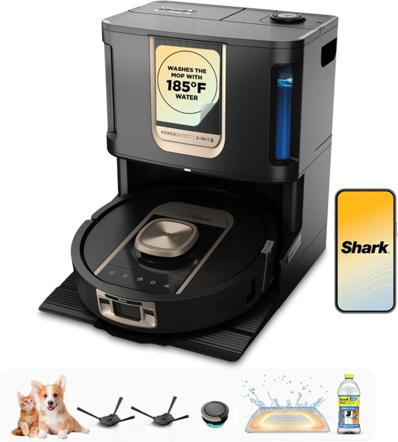 Shark PowerDetect ThermaCharged NeverTouch Pro Robot Vacuum, Black RV2920XE | 6 PowerDetect Technologies, NeverStuck Charged, Heated NeverTouch Pro Base (185°F Wash/175°F Dry, Self-Empty), 360° LiDAR