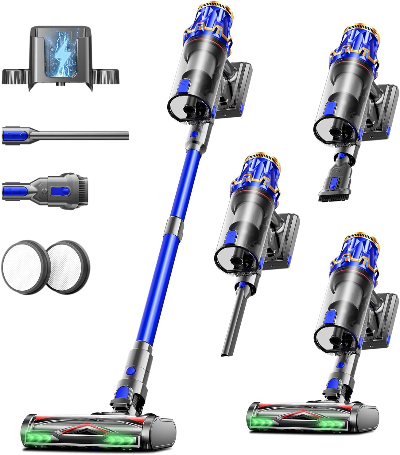 Cordless Vacuum Cleaner, Upgraded 650W 55KPA 70Mins Vacuum Cleaners for Home with Self-Standing Vacuum Cleaner Stick, Anti-tangle Wireless Vacuum, OLED Screen 1.8L Cup for Pet Hair/Carpets/All Floor