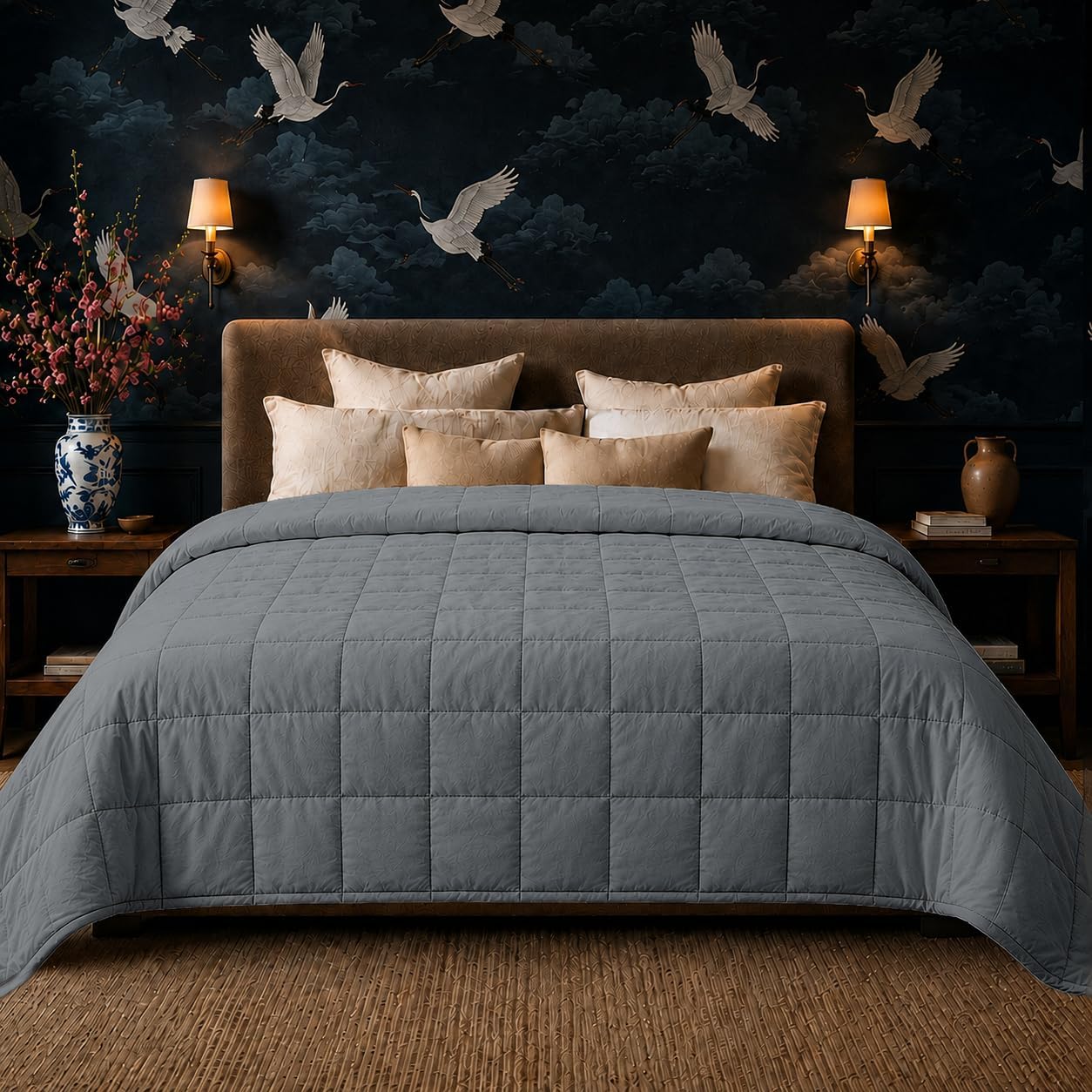 HomeSmart Weighted Blanket King Size 50lbs, The Heaviest Weighted Blanket, Fits Standard and California King Beds, Grey, 88×104