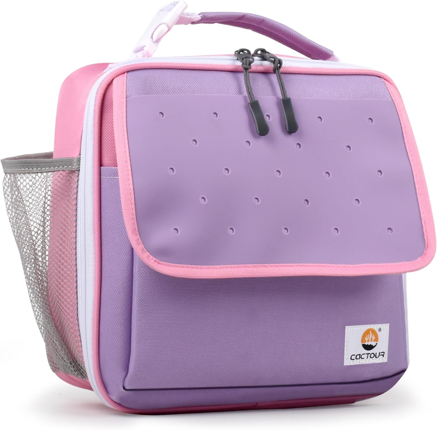 CaCTOUR Lunch Box Kids,Fun Color Lunch Box for Girls,Large Soft Cooler Lunch Bag for Kids,Back to School Thermal Insulated Lunch Tote Bag for School Daycare Outdoor (Purple)