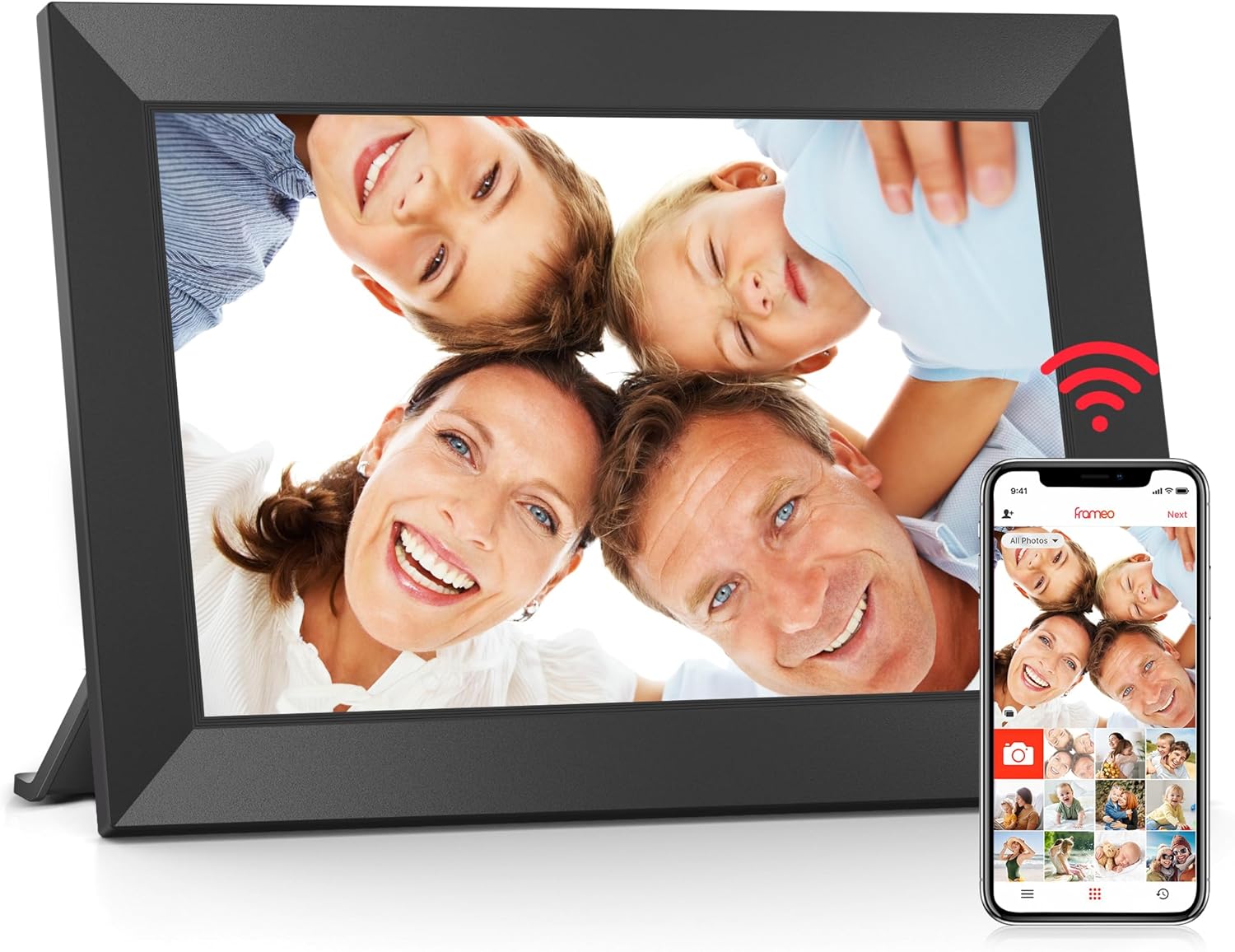 BIGASUO Digital Picture Frame, 10.1″ Frameo Digital Frame WiFi with 32GB Memory, 1280×800 IPS Touch Screen, Send Photos/Videos from Your Phone Anywhere, Photo Gifts for Parents and Grandparents