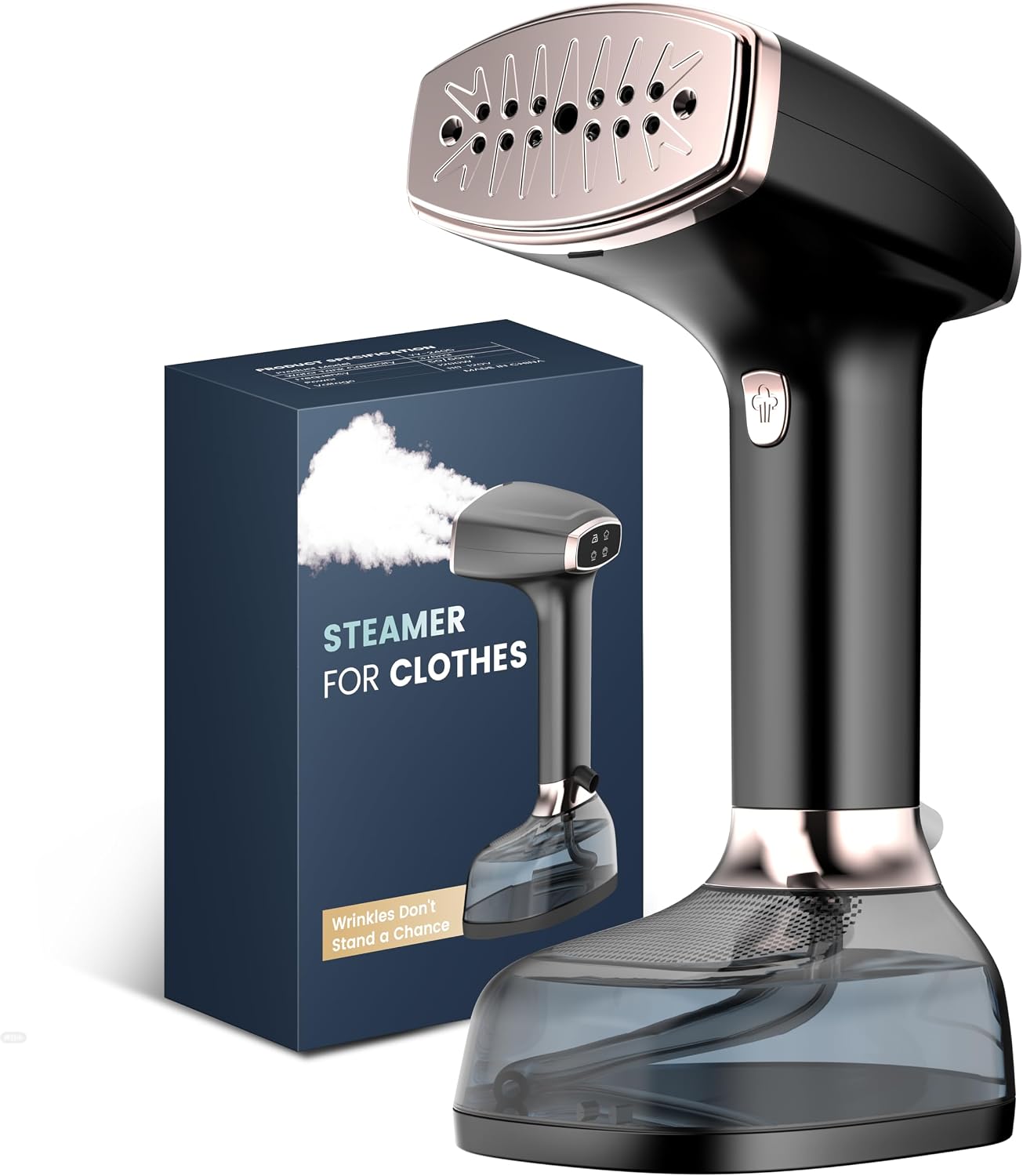 Steamer for Clothes, 4 Modes with LCD Display, 370ml Large Tank 30s Heat-Up | Powerful 1200W for 20 Mins Continuous Steam, Wrinkle Remover for Clothes, for Home & Office Use (Only 120V), Black