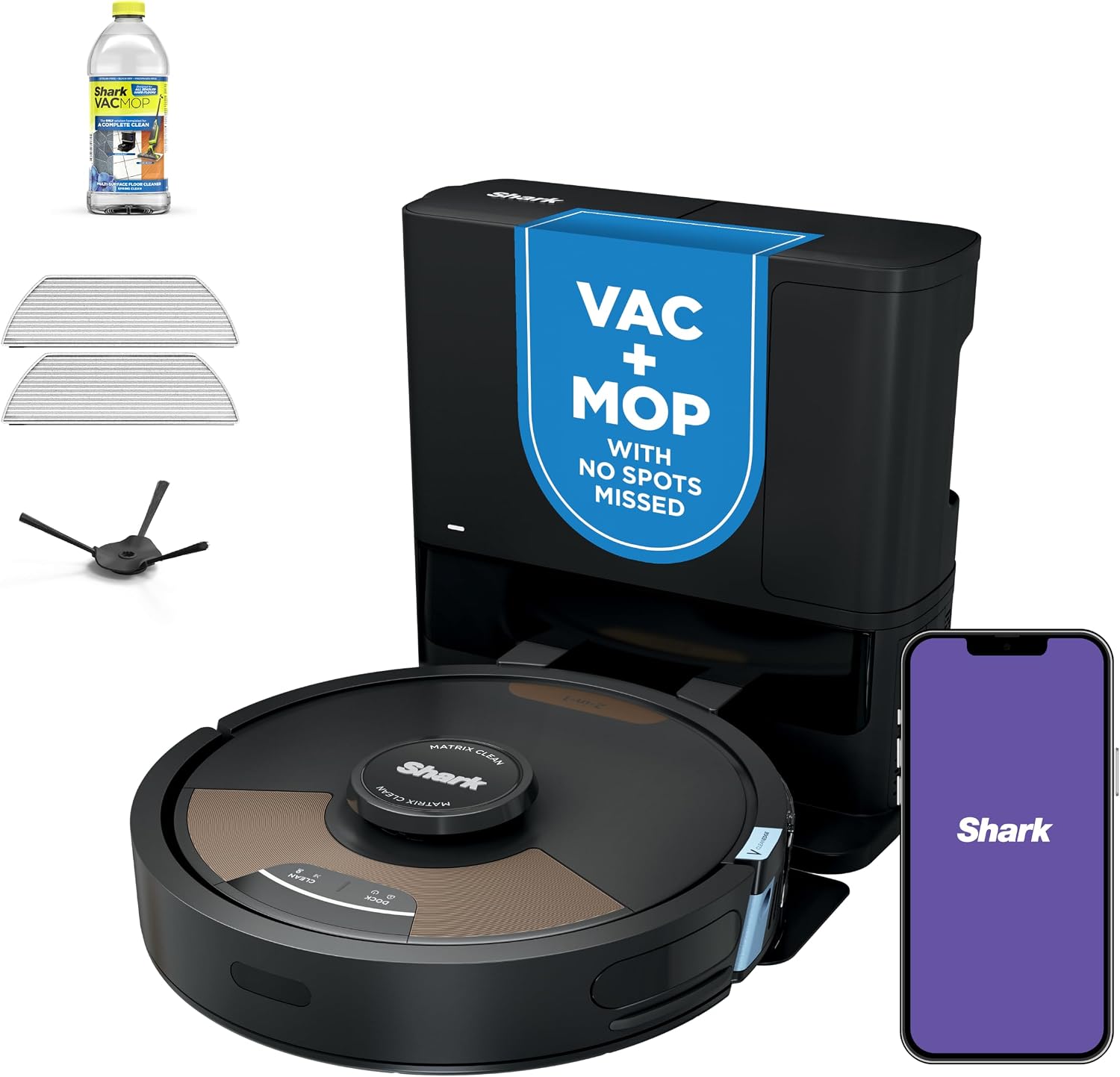 Shark Matrix Plus 2-in-1 Robot Vacuum & Mop, Black/Mocha Silver, AV2620WA | Sonic Mopping, Matrix Clean, CleanEdge, HEPA 60-Day Self-Empty Base, 360° LiDAR Mapping, Self-Cleaning Brushroll, Wi-Fi