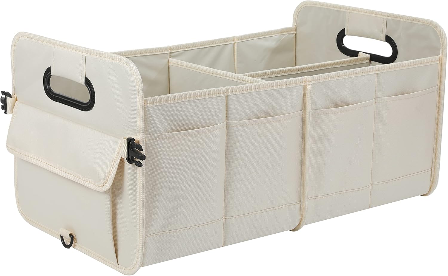 AOKJOY Car Trunk Organizer Car Storage Organizer Collapsible Multi Compartment Car Organizer Adjustable Straps for SUV(Beige)