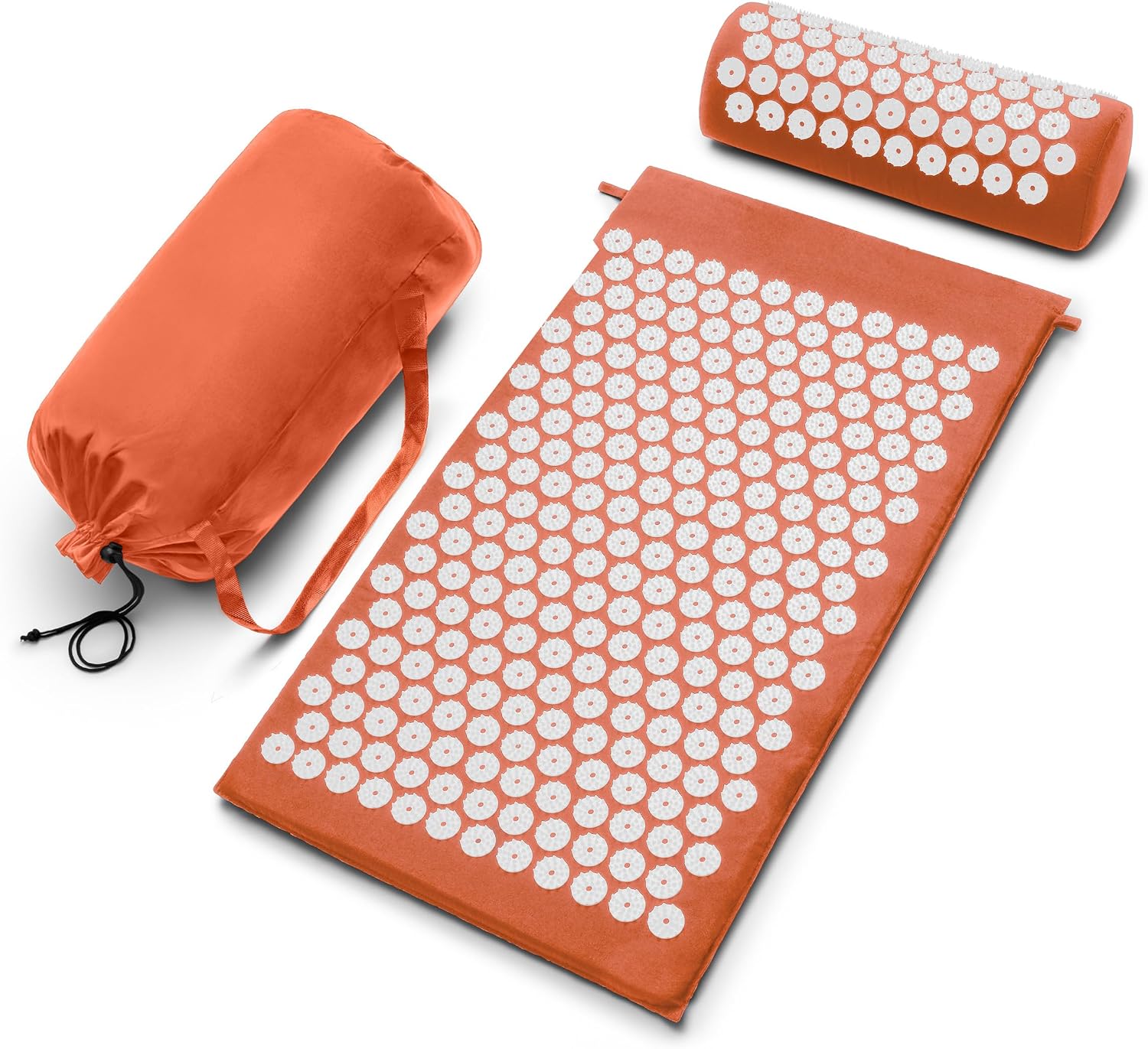 Sivan Health and Fitness Acupressure Mat and Pillow Set – Grounding Mat for Stress, Back & Neck Pain – Acupuncture Point Massage Mat for Muscle Relaxation, Sciatica, & Meditation – Includes Carry Bag