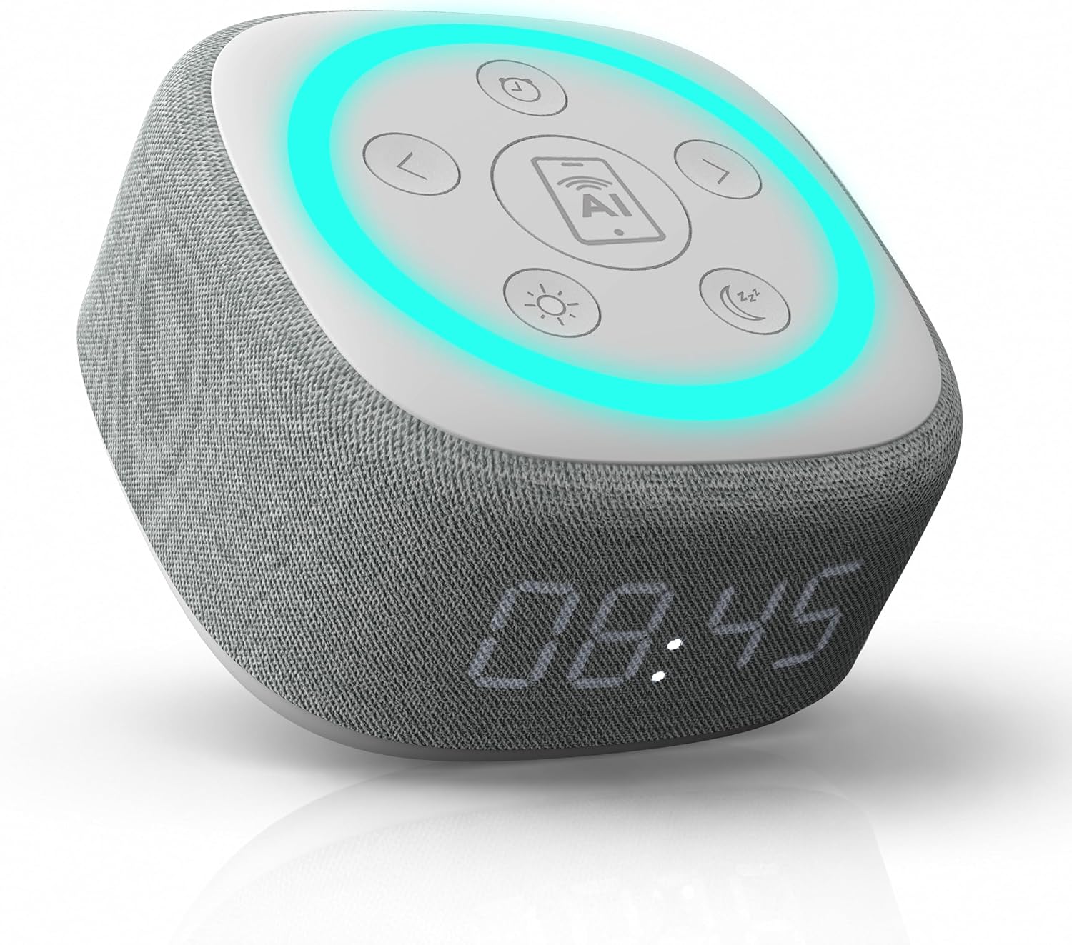 Gemini Home Speaker with AI Voice Assistant Access & Built-in Mic, Bluetooth White Noise Machine for Bedroom, 16 Sleep Sounds, 8 RGB Night Light Modes, LED Clock Display (BRS-180) | White noise machine for bedroom – 16 sleep sounds, 8 RGB night light modes – rich audio sound – white