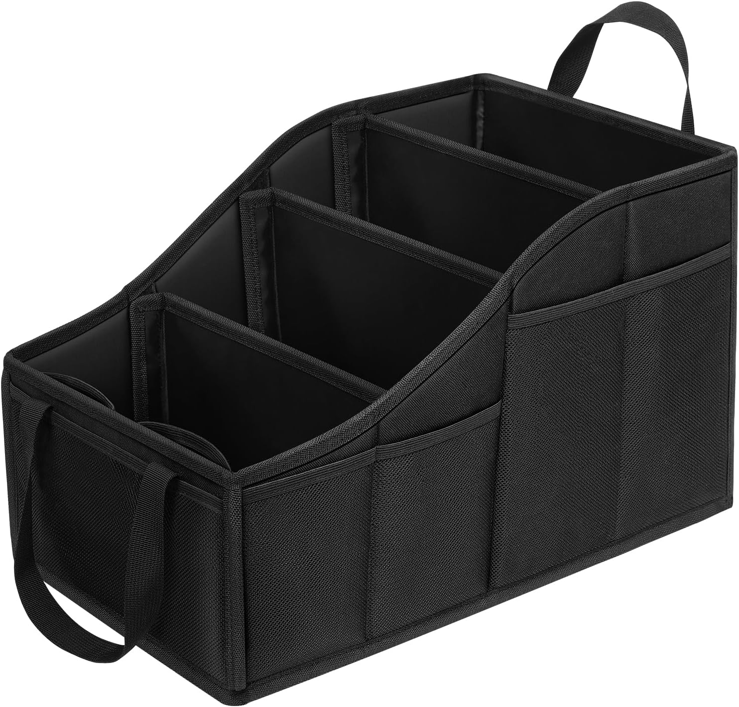 Car Seat Organizer Backseat Car Organizer with 4 Compartments, 4 Cup Holders and 7 Mesh Pockets for Front and Rear Seat, Black
