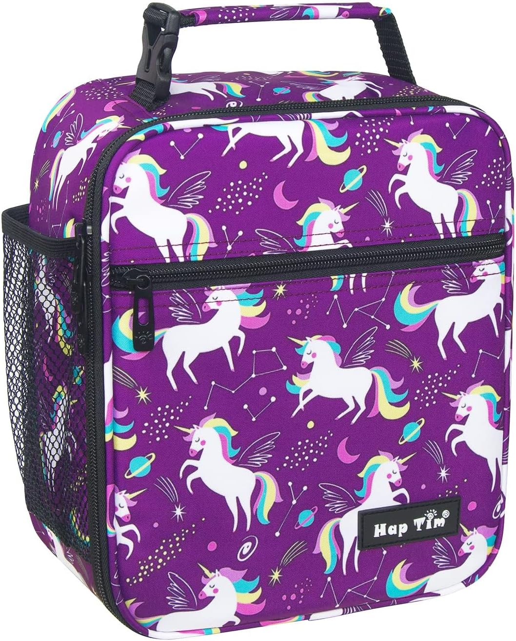 Hap Tim Kids Lunch Box for Girls Boys, Reusable Lunch Bag for Kids, Spacious Lunchbox, Insulated Lunchbag, Purple Unicorn(18654-PP)
