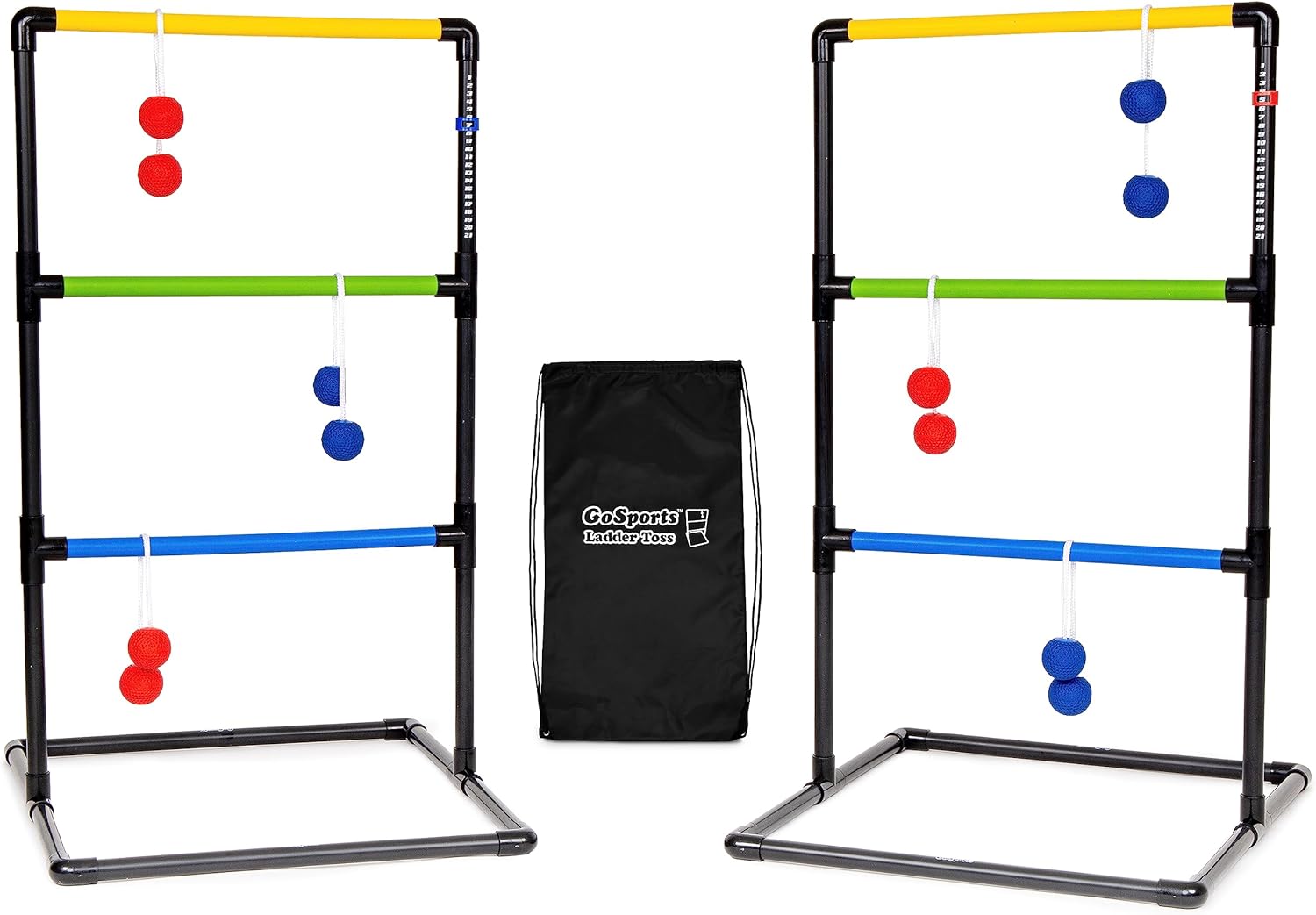 GoSports Ladder Toss Indoor & Outdoor Game Set with 6 Soft Rubber Bolo Balls and Travel Carrying Case – Choose Pro or Classic
