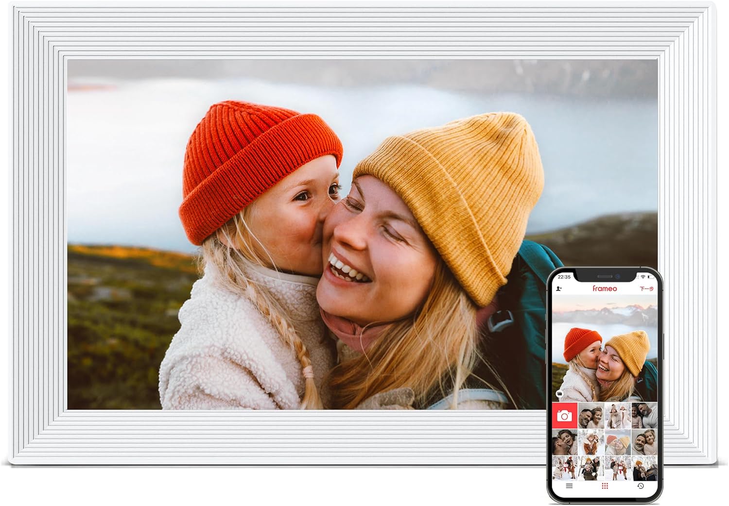 Frameo 10.1″ Digital Picture Frame WiFi 32GB, Birthday Gifts for Mom, Women | 1280*800 IPS HD Touchscreen, Instant Share Pictures Video, Auto-Rotate, Wall Mountable Electronic Photo Frame, House Warming