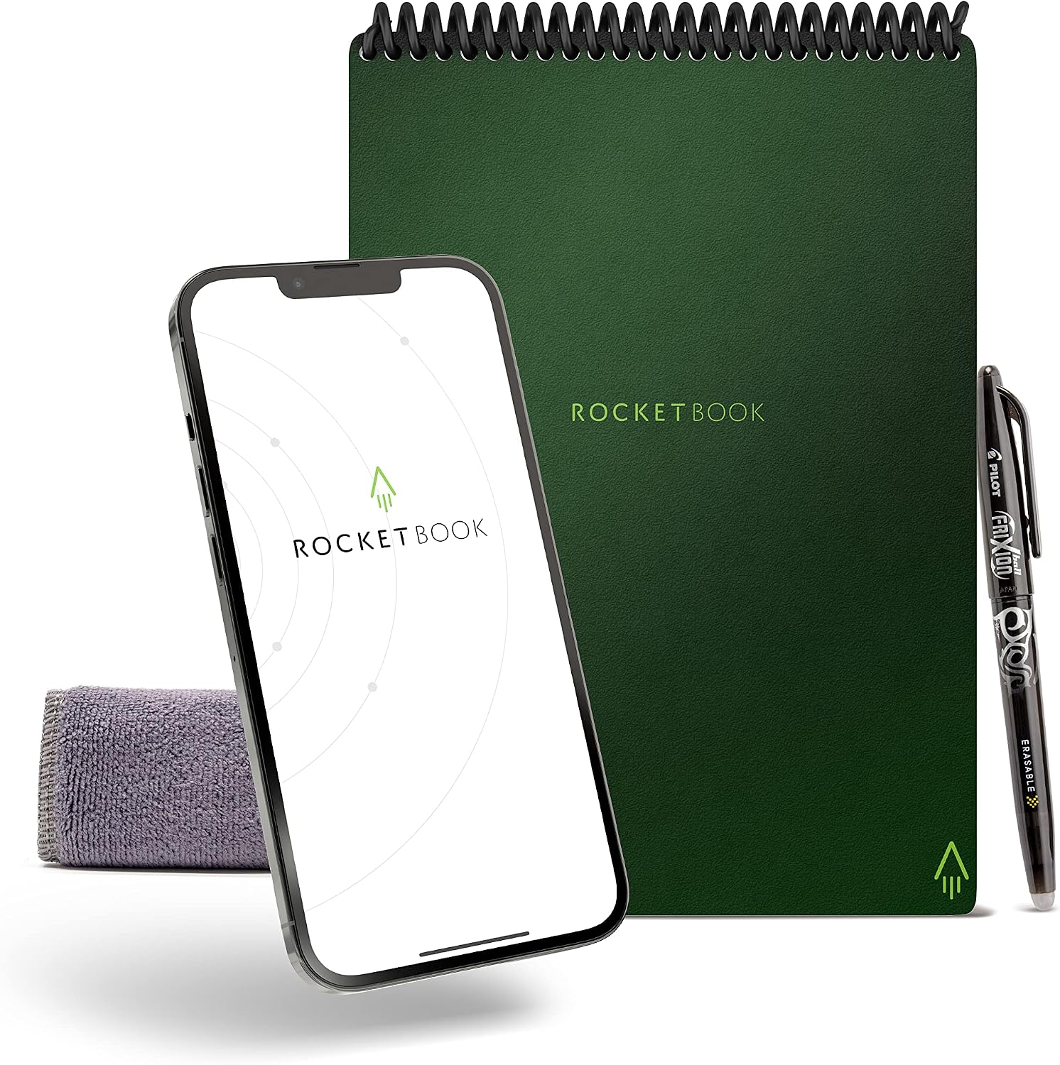 Rocketbook Smart Reusable Notebook, Flip Executive Size Spiral Notebook, Green, (6″ x 8.8″”)