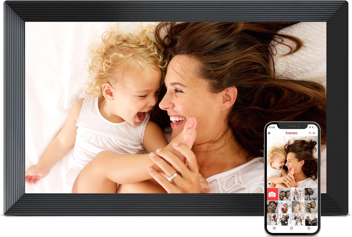 Frameo 15.6″ Digital Picture Frame WiFi, Large Display Digital Photo Frame | 1920*1080 IPS FHD Touchscreen, 32GB, Instant Share Photo Video, Wall-Mountable & Tabletop, Gifts for Mom, Women, Huse Warming