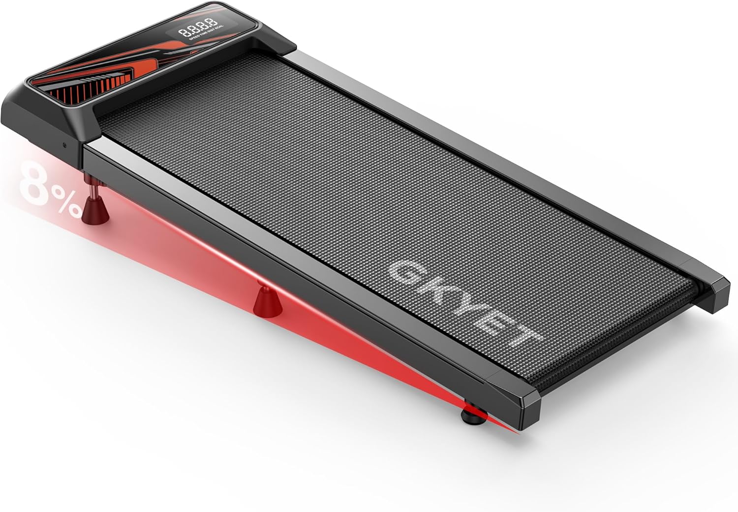 Walking Pad Treadmill, 8% Incline Under Desk Treadmill for Home Office | Quiet 2.5HP motor, 265 lb capacity, 0.6-4 MPH speed, 15 x 35.4 in belt, compact for small spaces