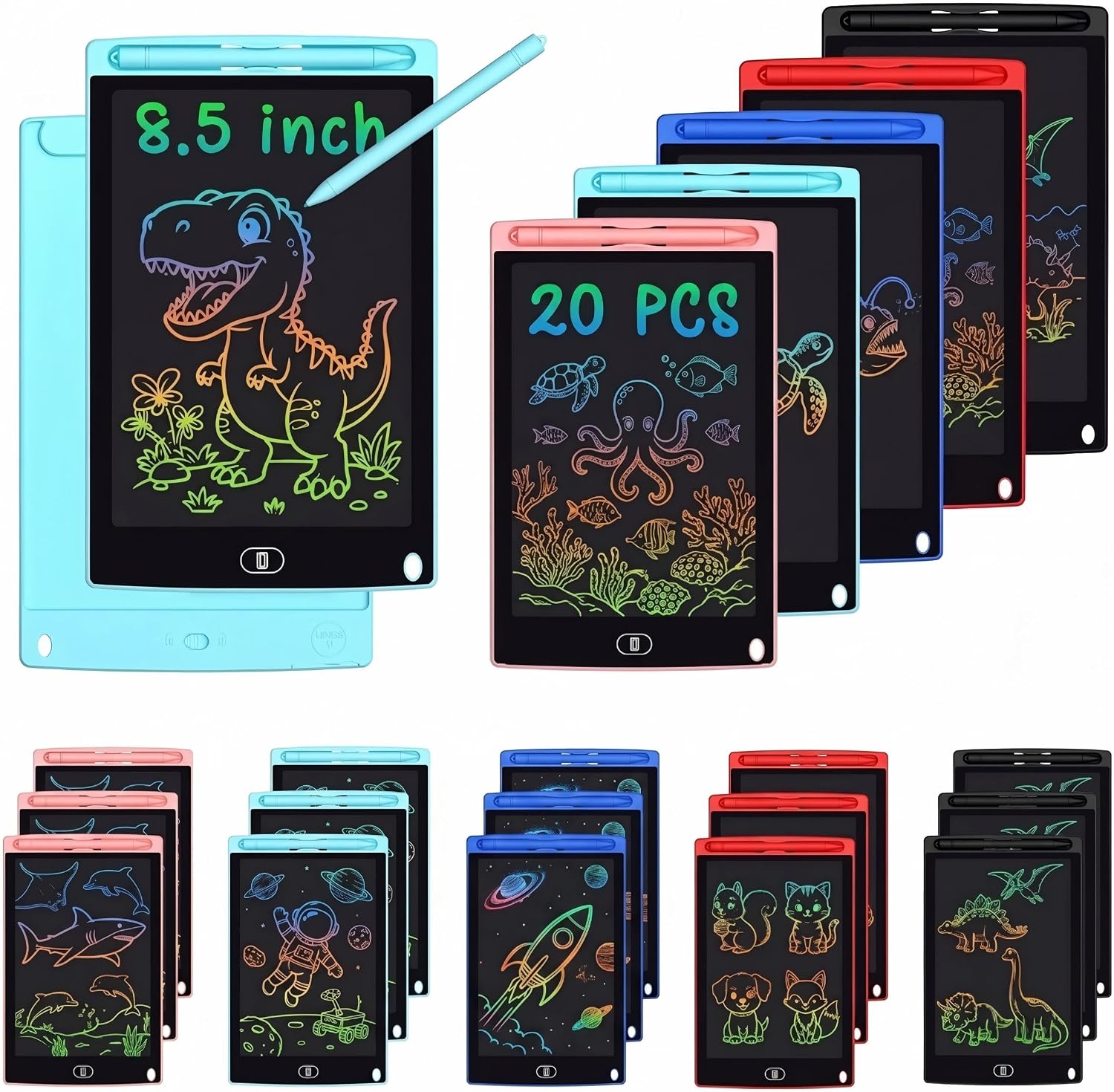 Party Favors for Kids, 20 Pack 8.5 Inch LCD Writing Tablet for School Classroom Rewards, Bulk Birthday Gifts for Boys & Girls Age 3-8, Mess-Free Travel Toys for Toddlers & Preschool Learning