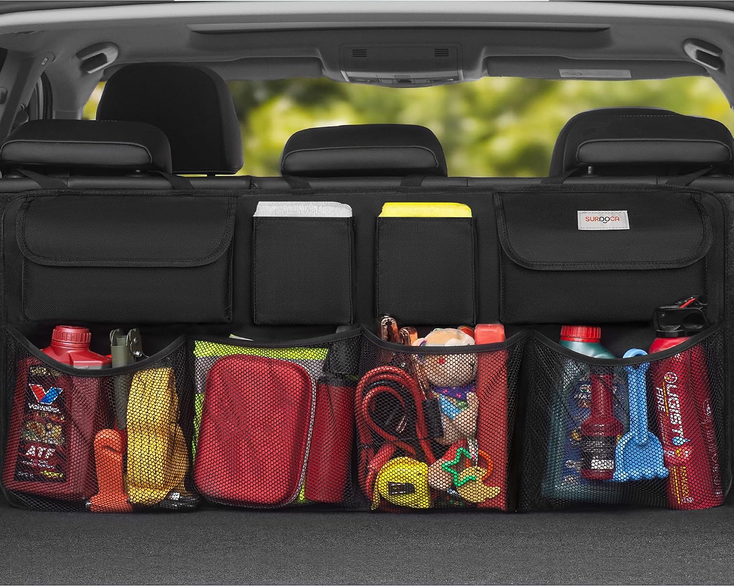 SURDOCA Car Trunk Organizer, LARGE CAPACITY Car Storage Bag with 8 Pockets, 7X Upgraded Trunk Storage Organizer for Car, SUV, Truck, MPV