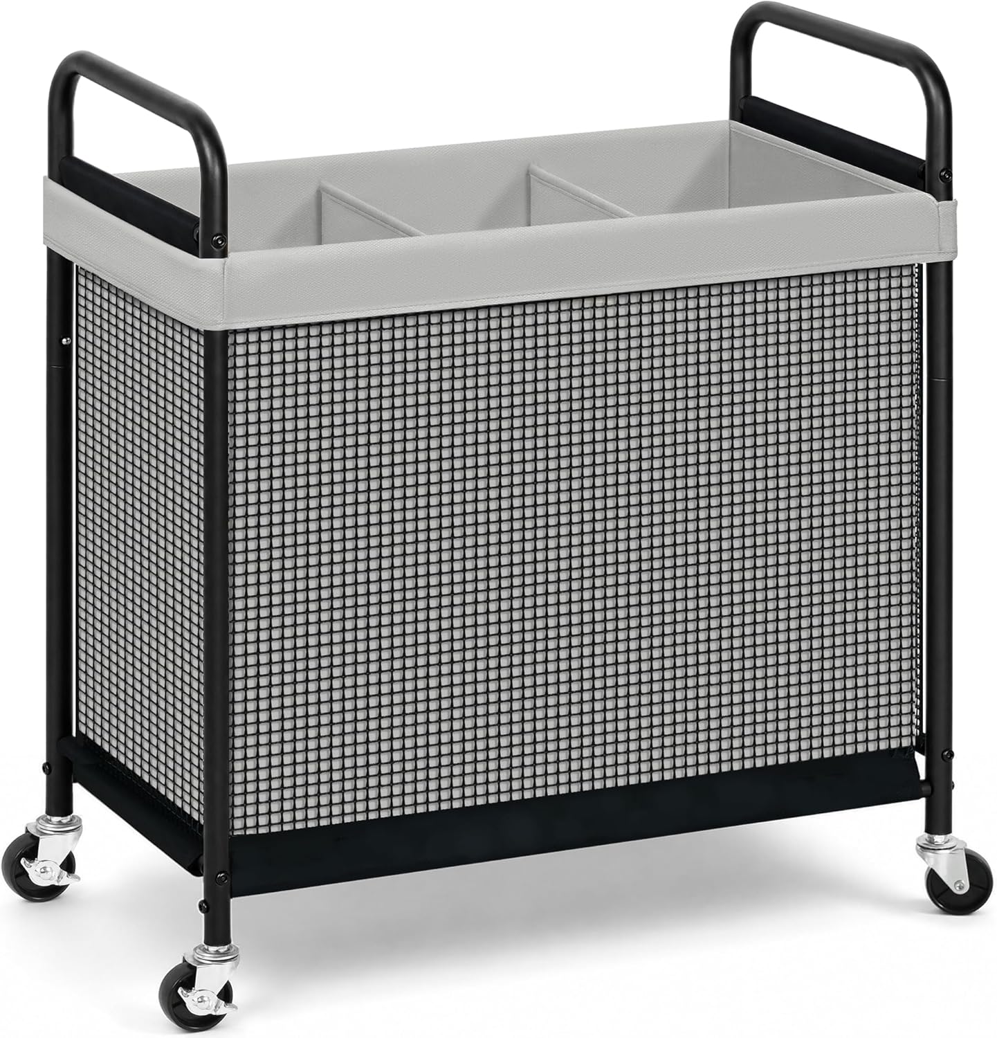 STORAGE MANIAC Rolling Laundry Hamper with Wheels 3-Section Laundry Sorter Rolling Laundrys Basket on Wheels with Removable Bag Clothes Hamper Laundrys Organizer Cart Bathroom Bedroom 120L Grey