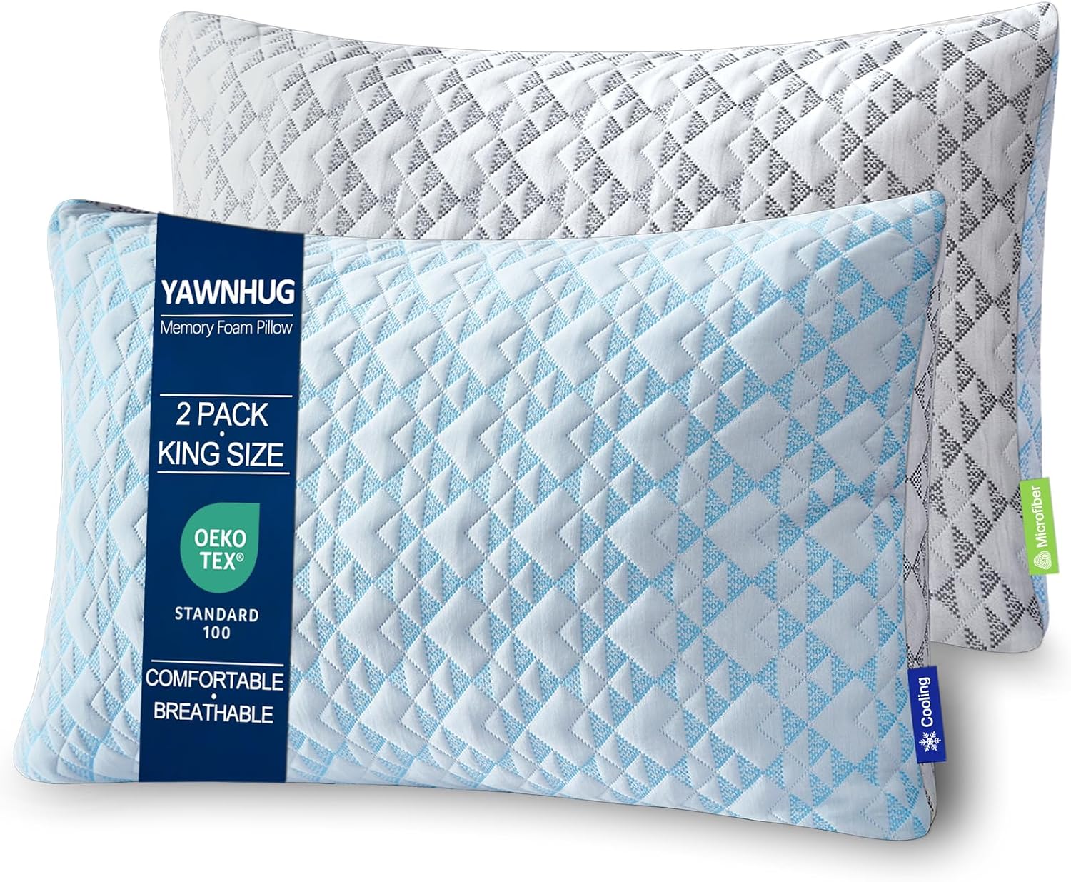 Cooling Shredded Memory Foam Pillows: Adjustable Bed Pillows for Hot Sleeping, King Size Set of 2, Customizable Loft & Firm Support for Side Back Stomach Sleepers