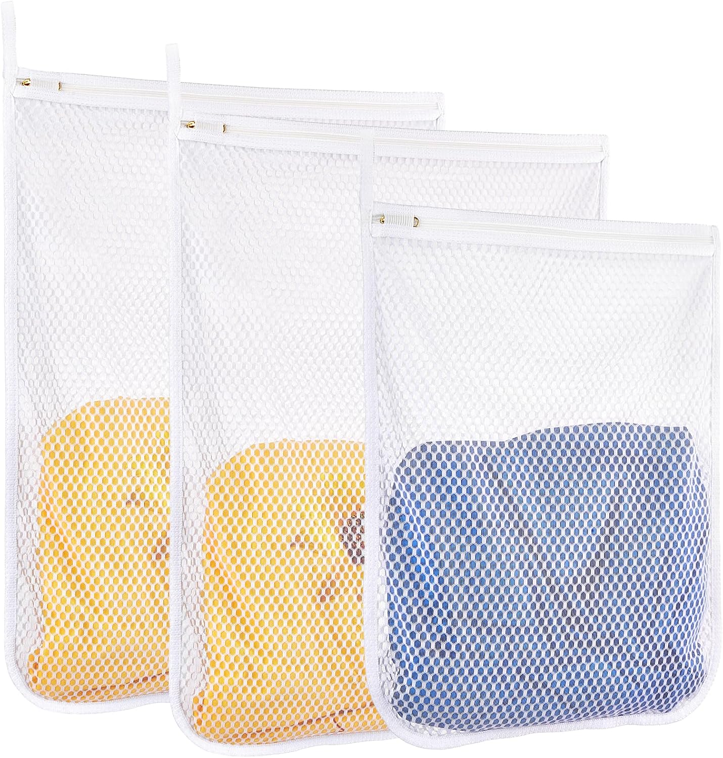 3 pcs Durable Honeycomb Mesh Laundry Bags for Delicates 16″ x 19″ (2 Large) 12″ x 15″ (1 Medium)