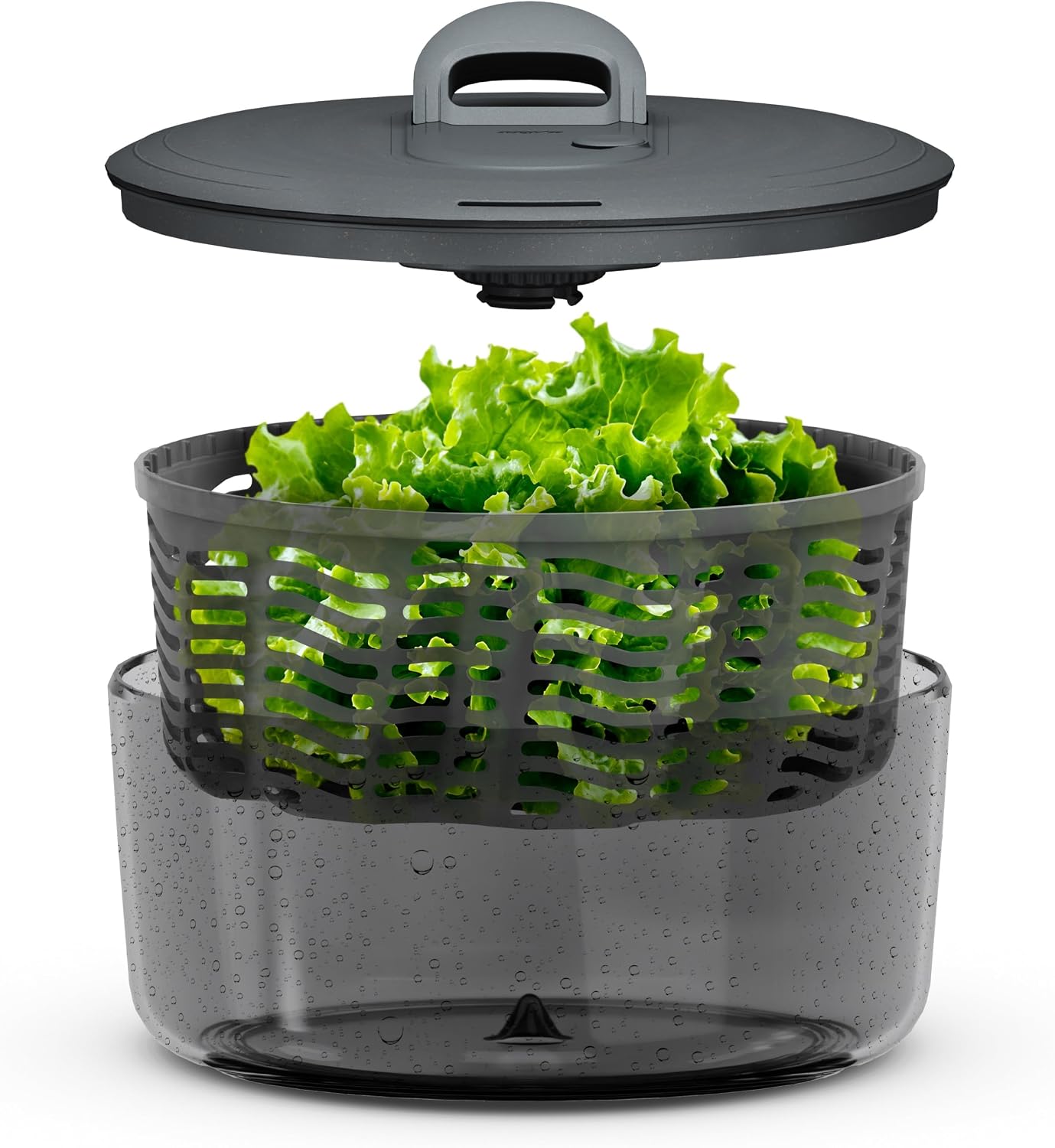 Zyliss Easy Spin Salad Spinner Large, Non-Slip Base, Serving Bowl, AquaVent™ Technology, Retractable Cord and Brake System, Easy to Clean