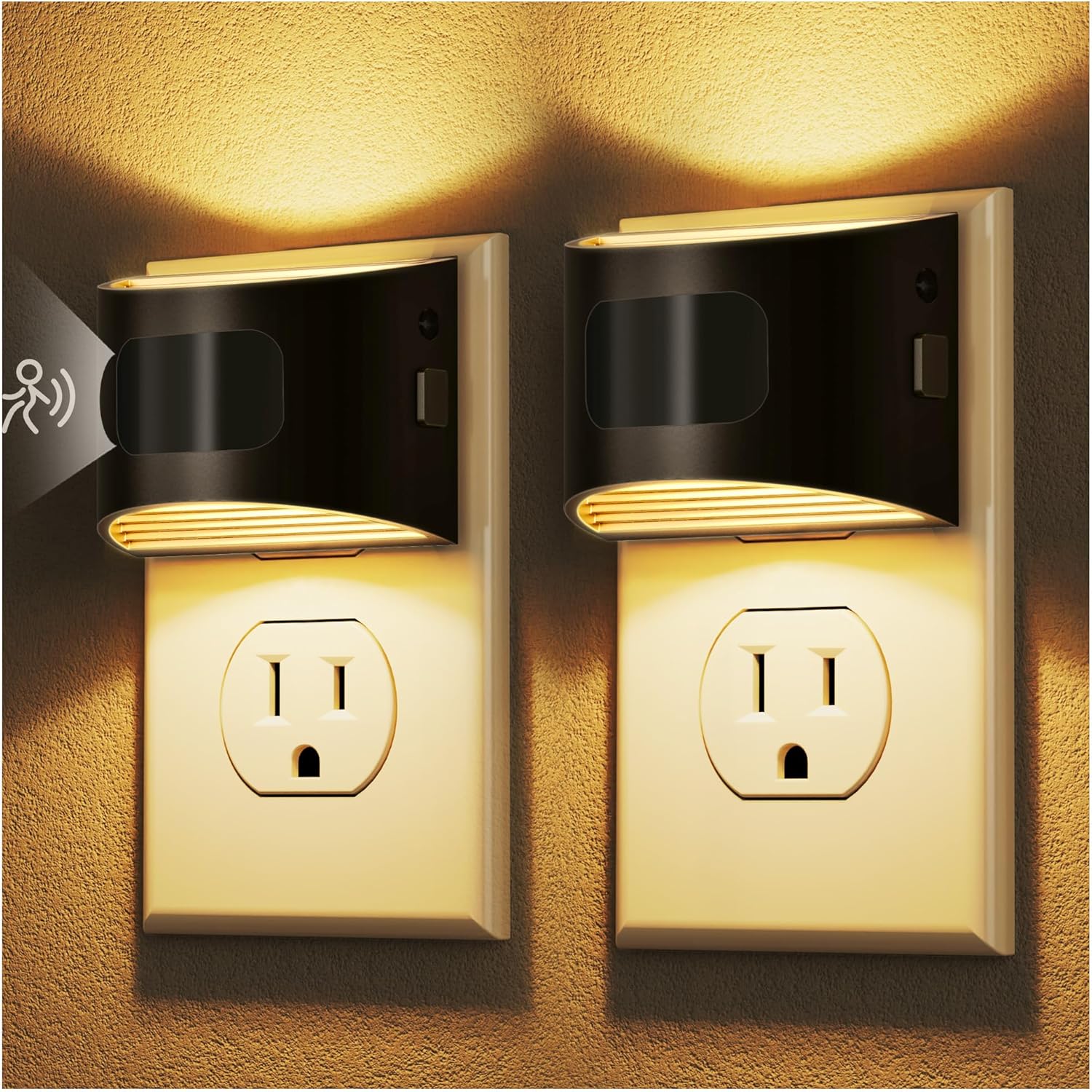 Motion Sensor Night Light, Night Lights Plug into Wall, 3000K | 3 Mode Plug-in Night Light with Motion Sensor, Dusk to Dawn, for Bedroom, Bathroom, Hallway, 2 Packs