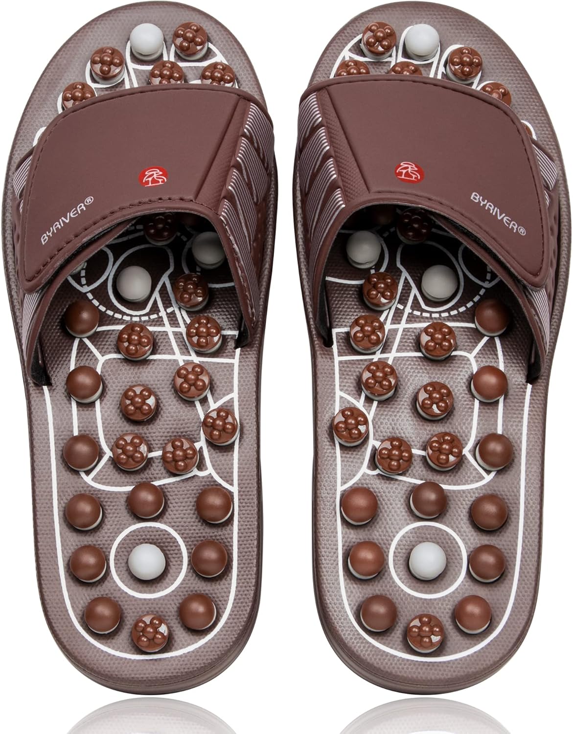BYRIVER Acupressure Foot Massage Mat, Reflexology Tools, Spiky Ball Roller Therapy Sandals Shoes Slippers, Relief Muscle Fatigue, Sciatica, Heel, Lower Back Pain (03L)