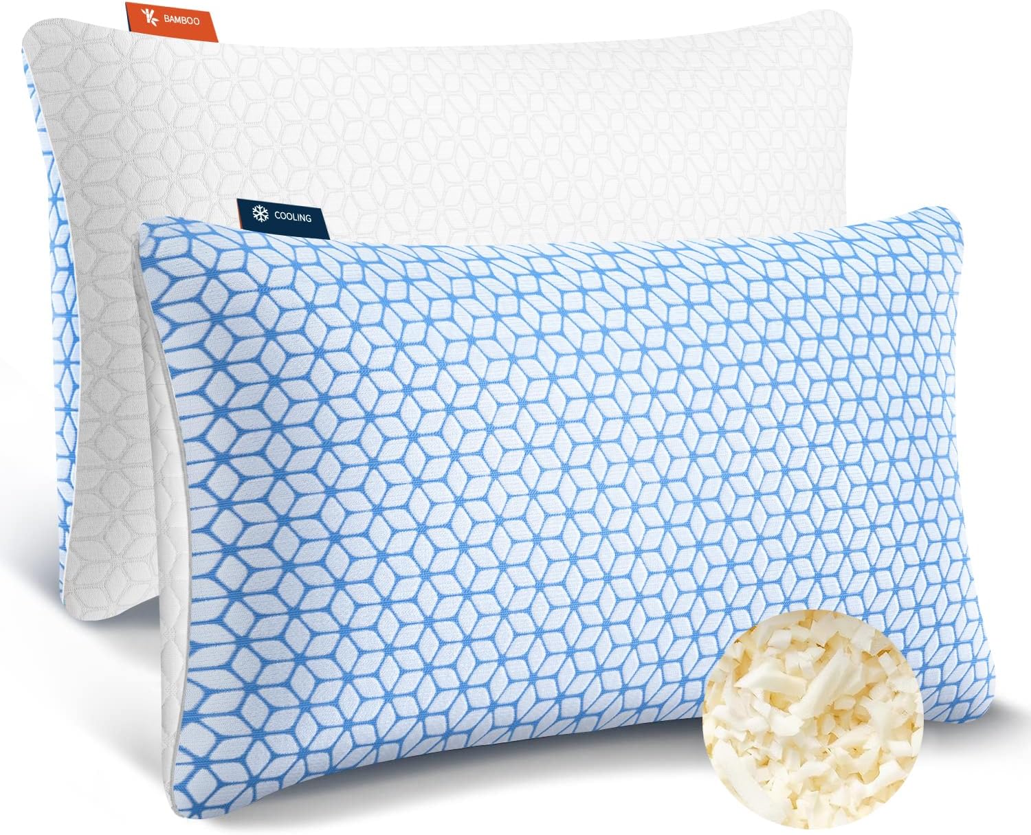 Love Attitude King Size Pillows, Shredded Memory Foam Pillows King 2 Pack | Firm and Cooling Pillows King Size Set of 2, Firmness Adjustable for Side Back Stomach Sleepers
