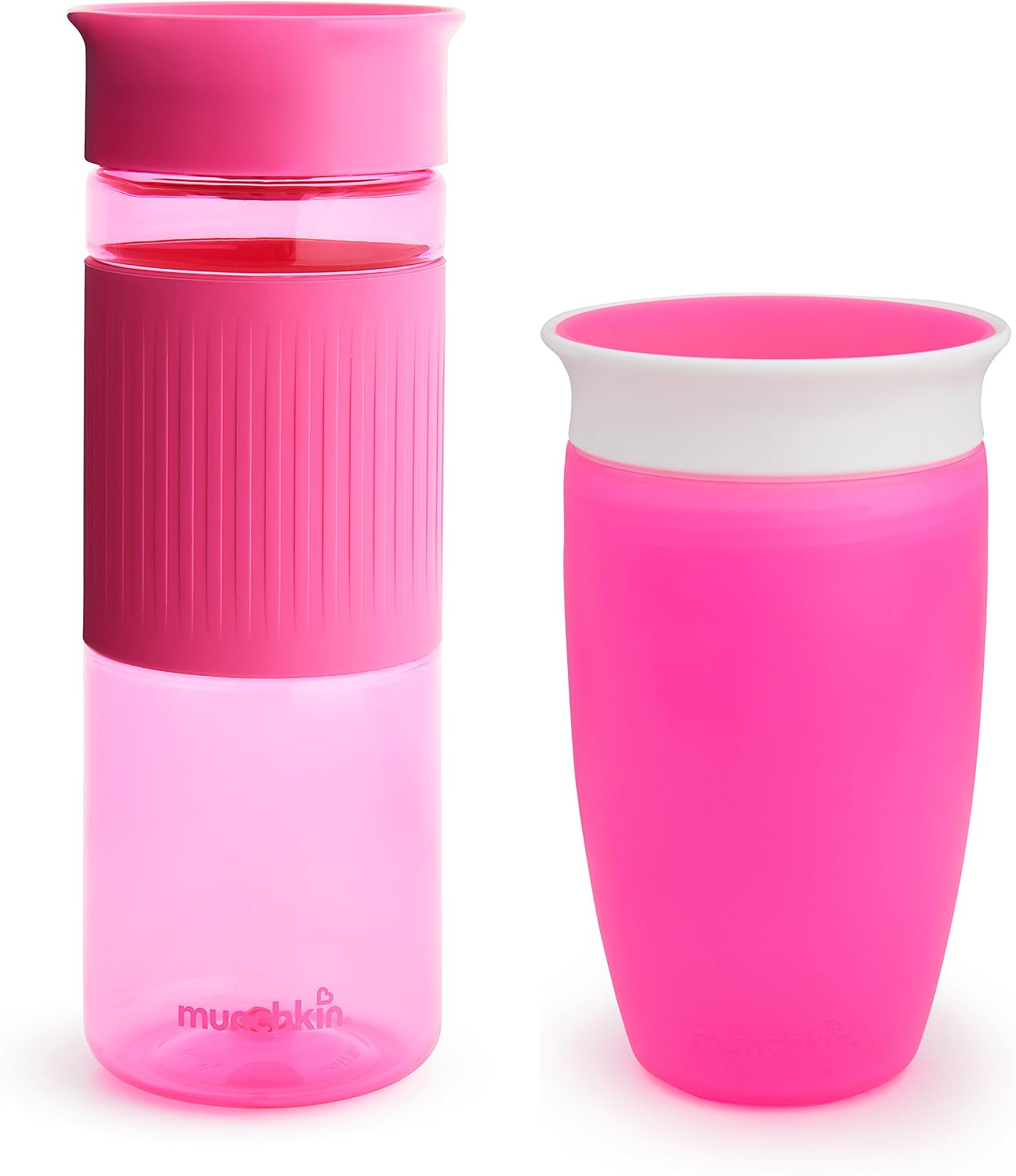 Munchkin® Miracle® 360 Spill Proof Sippy Cups, 24 and 10 Ounce, 2 Pack, Pink – Toddler and Adult Set